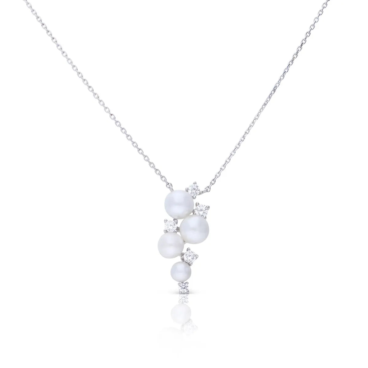 Tropfenförmiges Perl-Collier silber mit weißen Diamonfire-Zirkonia