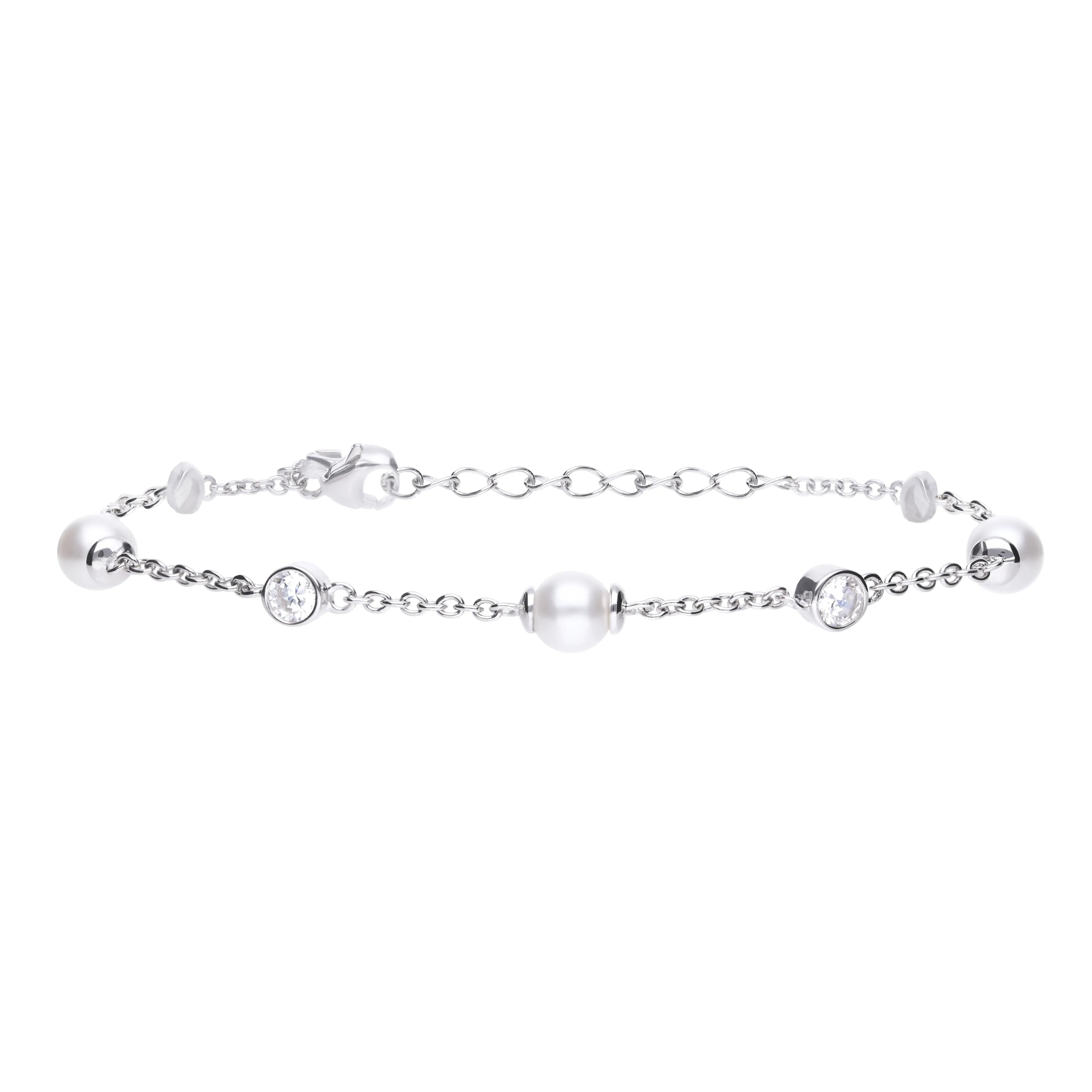 Perl-Armkette silber 925 mit Zirkonia
