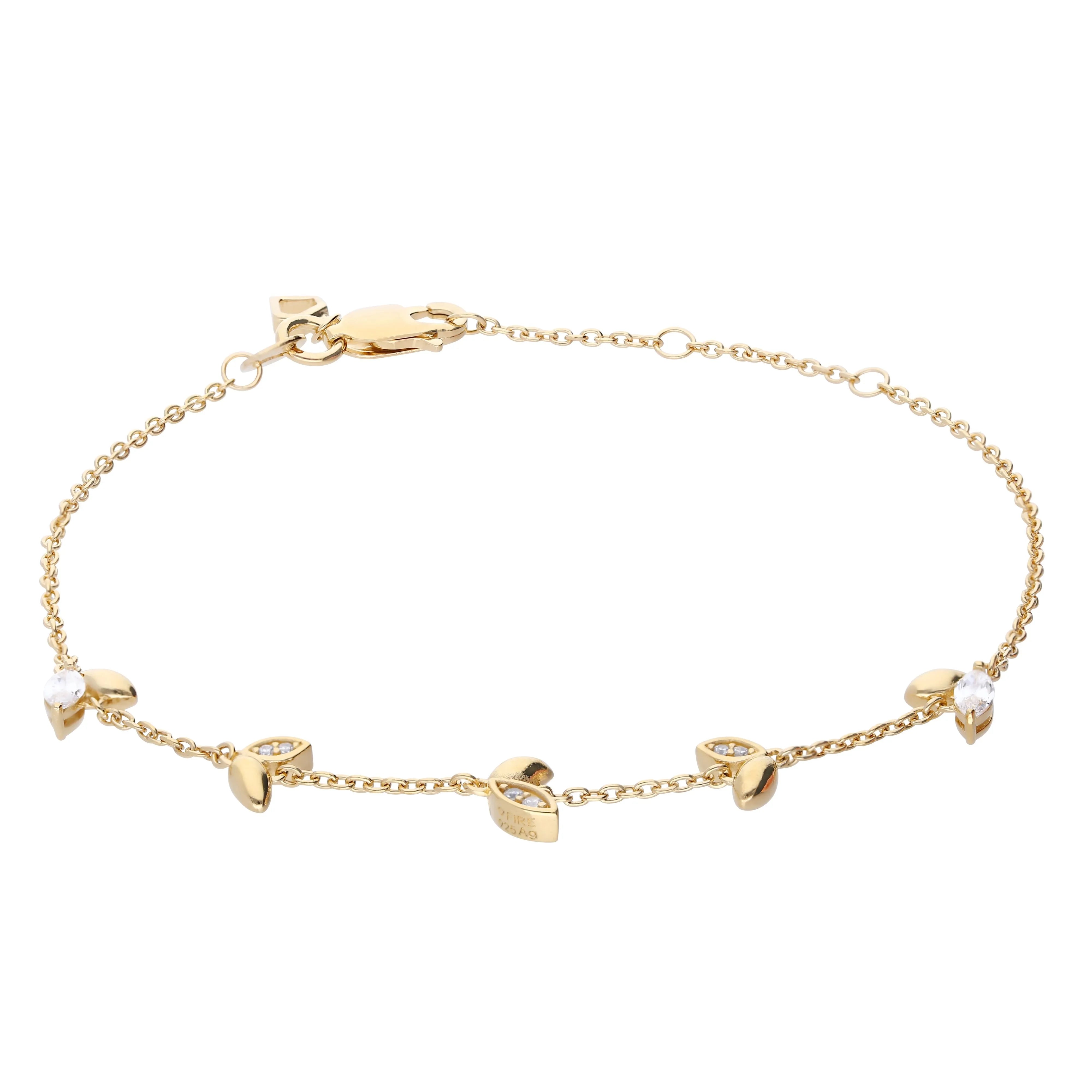 Armband gelbgold im Floraldesign mit Zirkonia