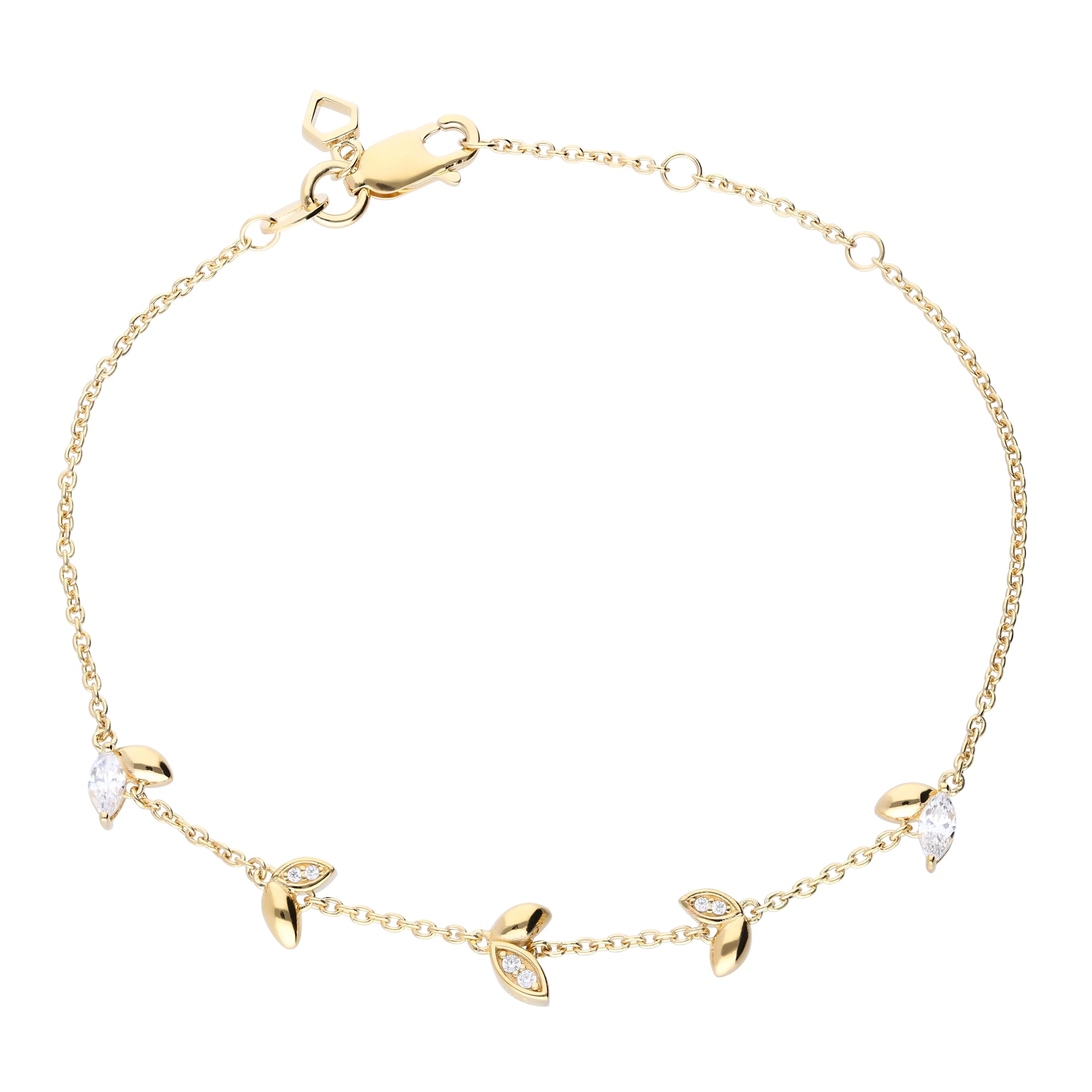 Armband gelbgold im Floraldesign mit Zirkonia