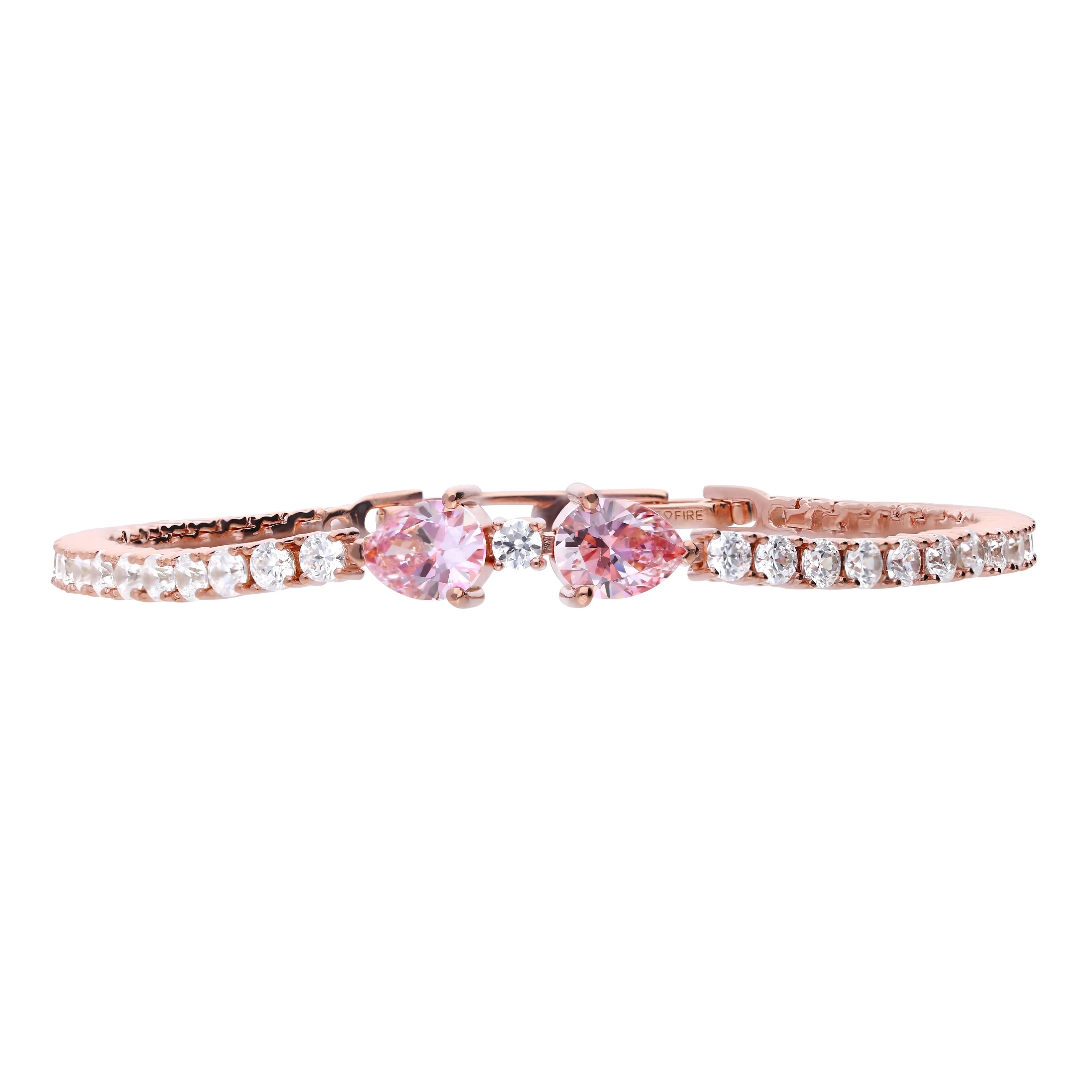 Tennis-Armband Roségold mit morganite Zirkonias und Krappenfassung