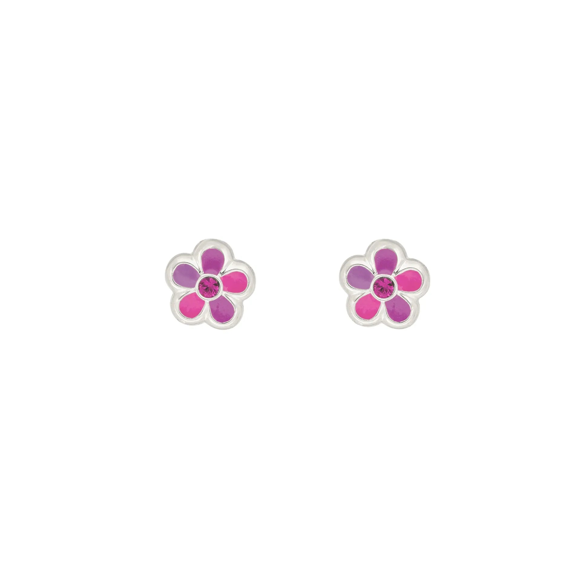Ohrstecker Blume pink mit Stein aus Silber 925
