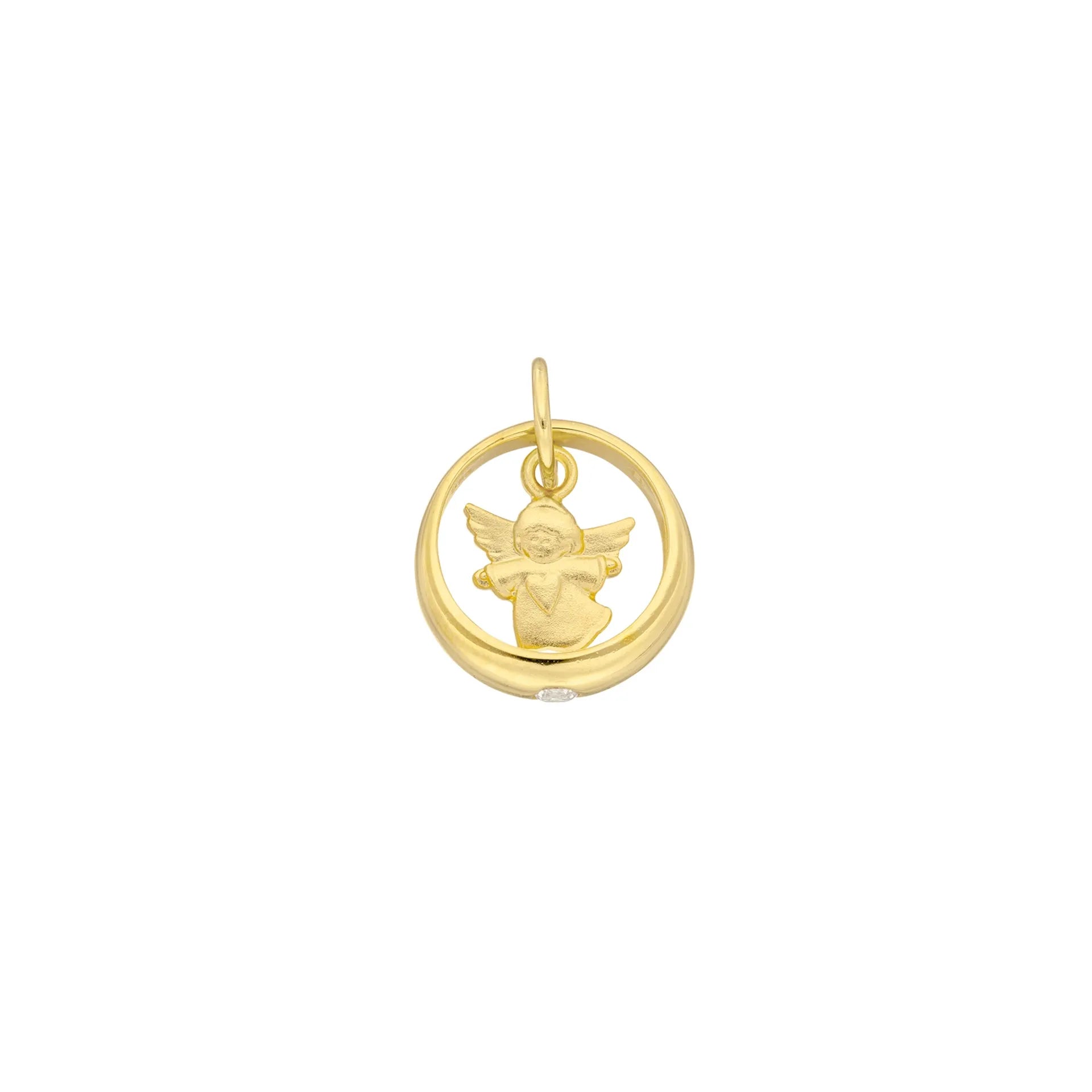 Taufring mit Engel in Gelbgold