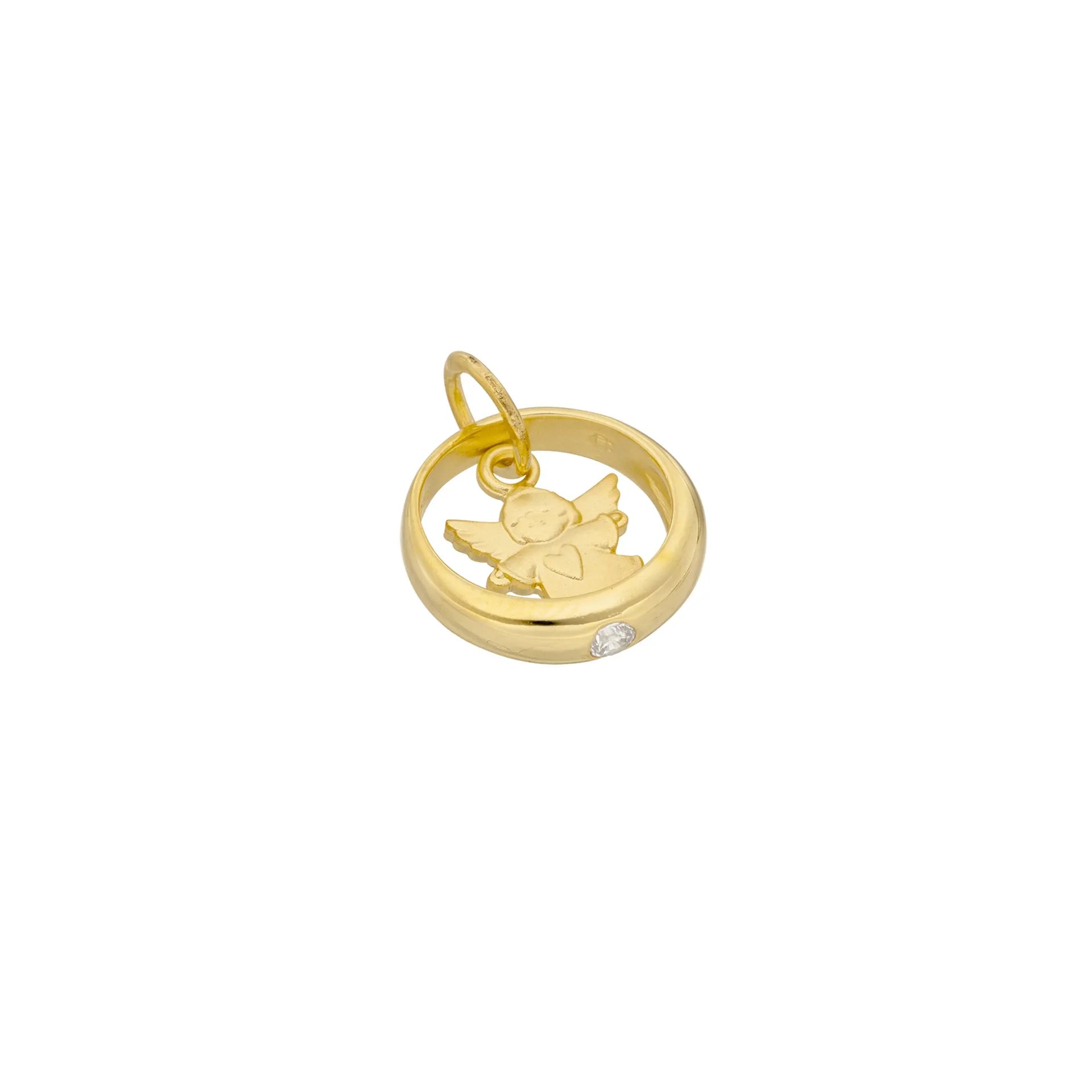 Taufring mit Engel in Gelbgold