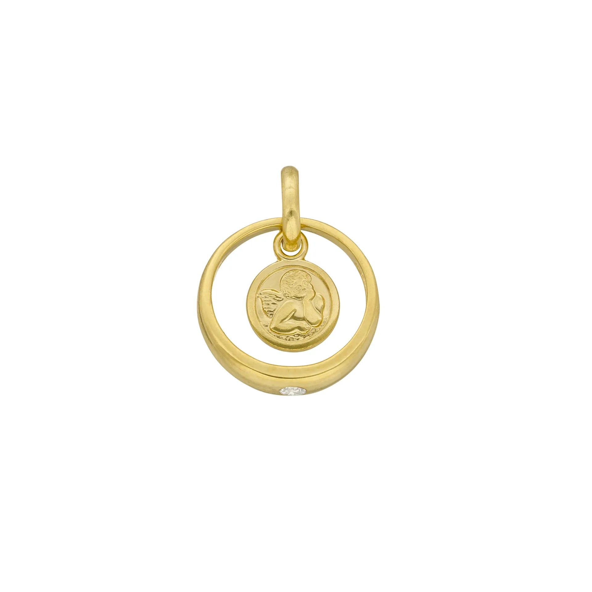 Taufring mit Engelmotiv in Gelbgold 333