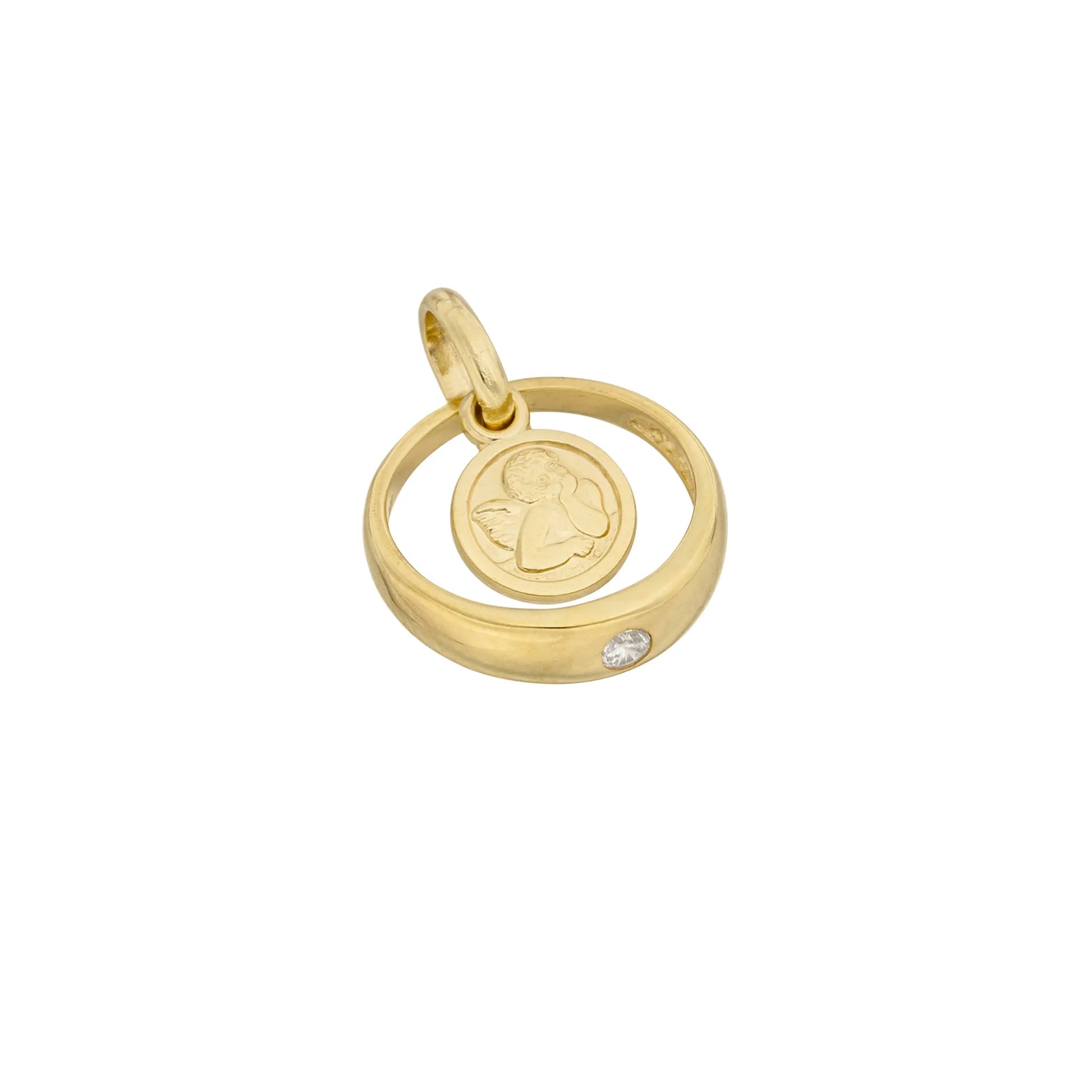 Taufring mit Engelmotiv in Gelbgold 333