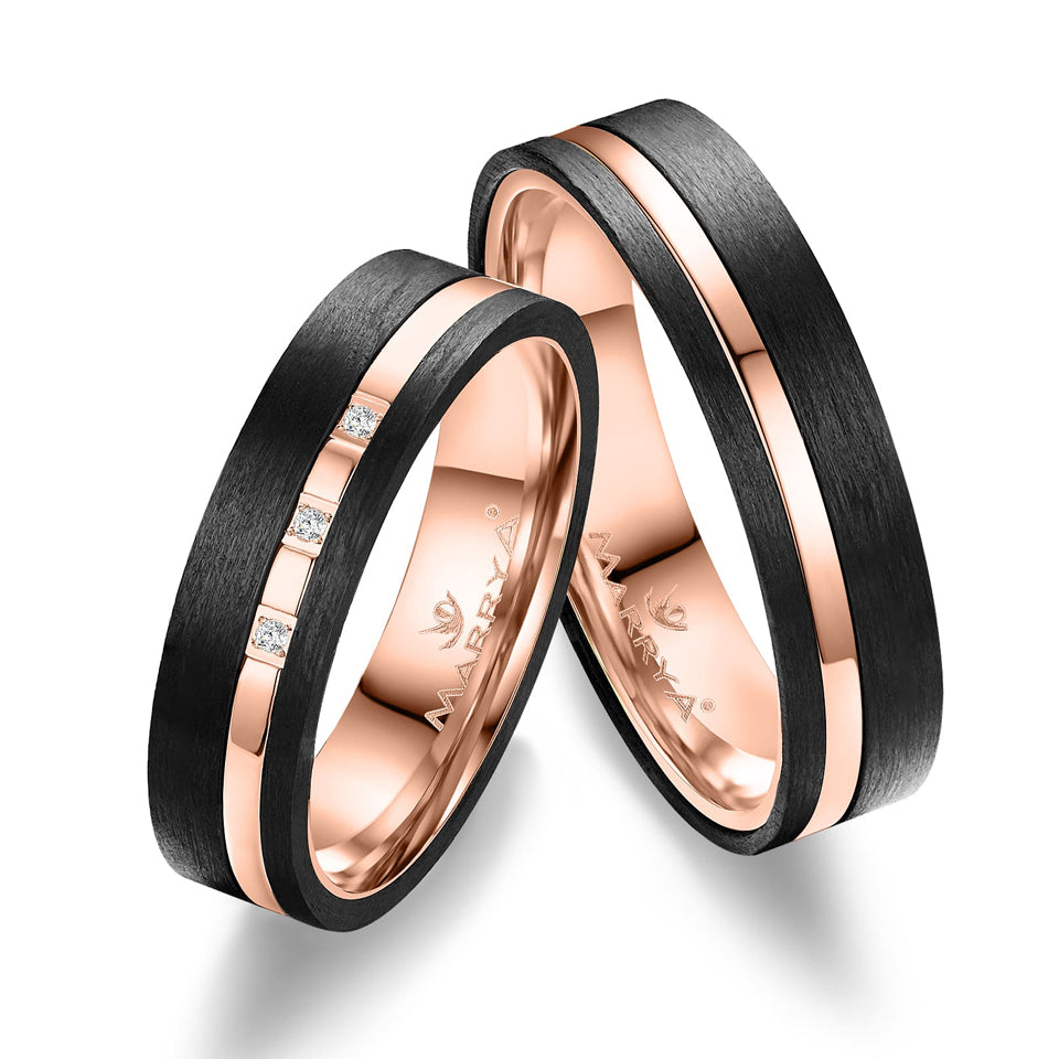 Partnerringe 333er Roségold & Carbon