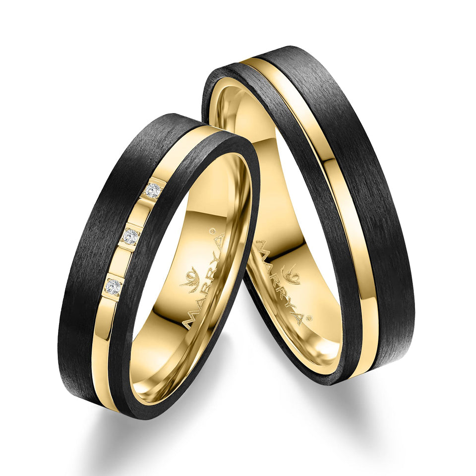 Partnerringe 333er Gelbgold & Carbon