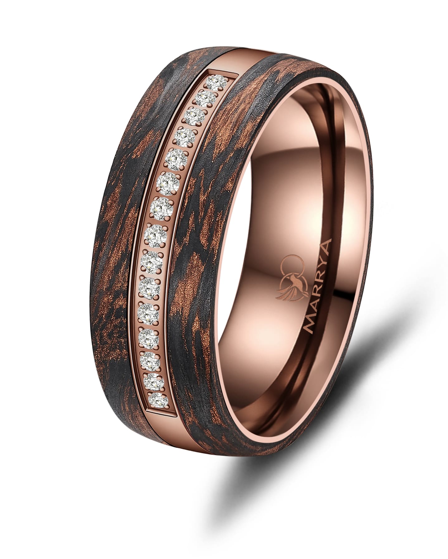 Partnerringe aus Edelstahl mit Carbon-Bronze-Partikel
