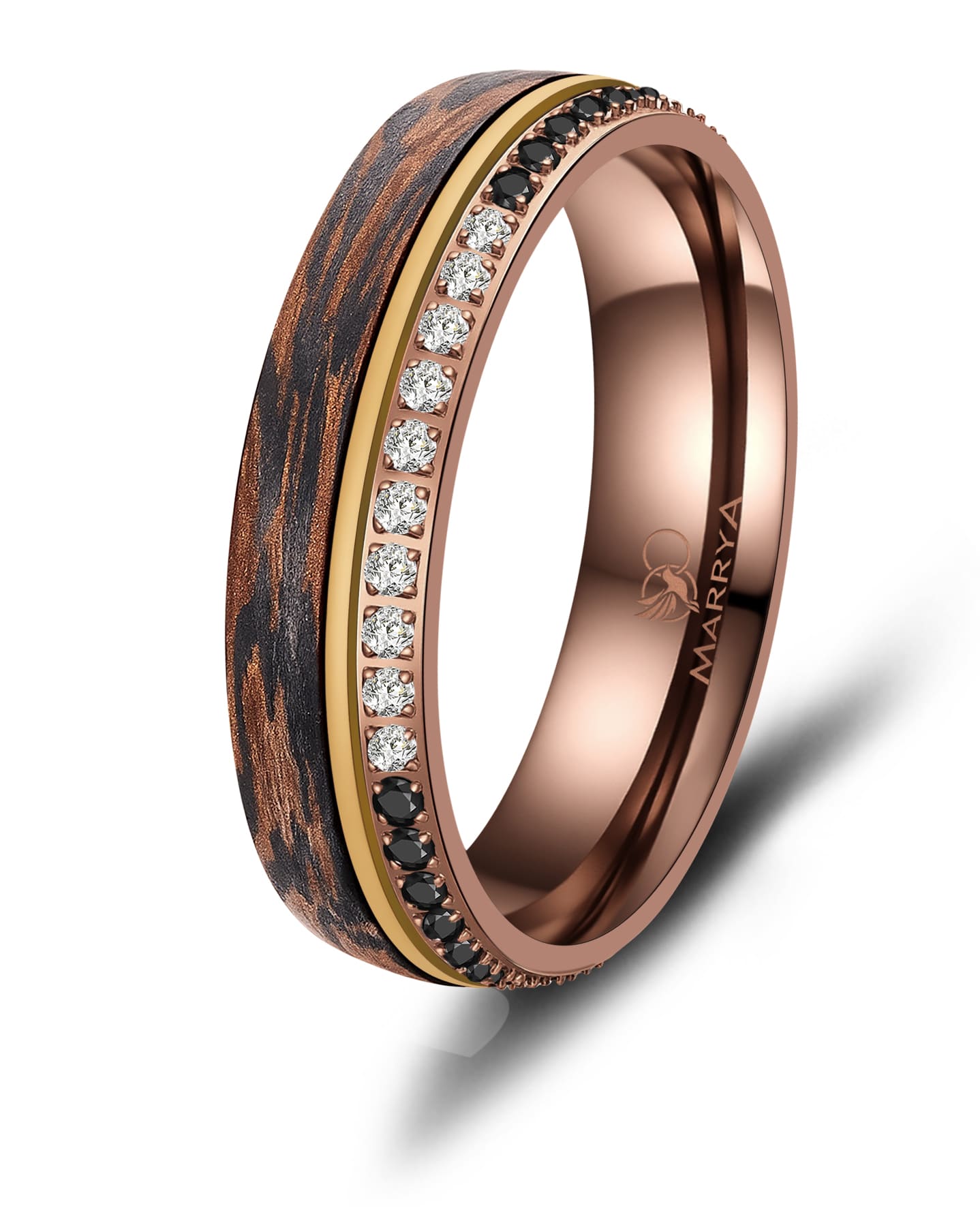 Partnerringe aus Edelstahl mit Carbon-Bronze-Partikel