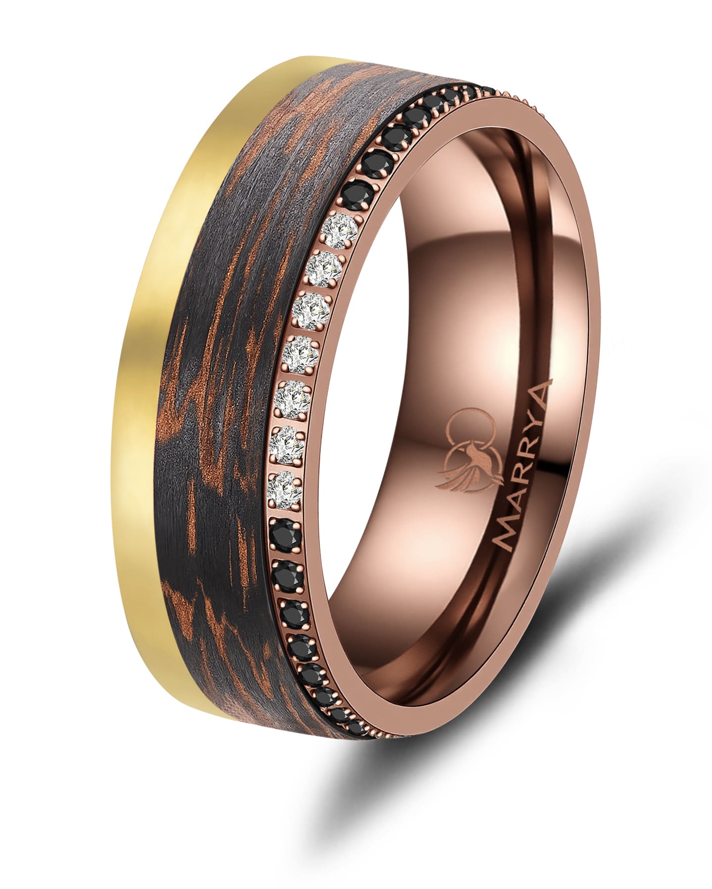 Partnerringe aus Edelstahl mit Carbon-Bronze-Partikel