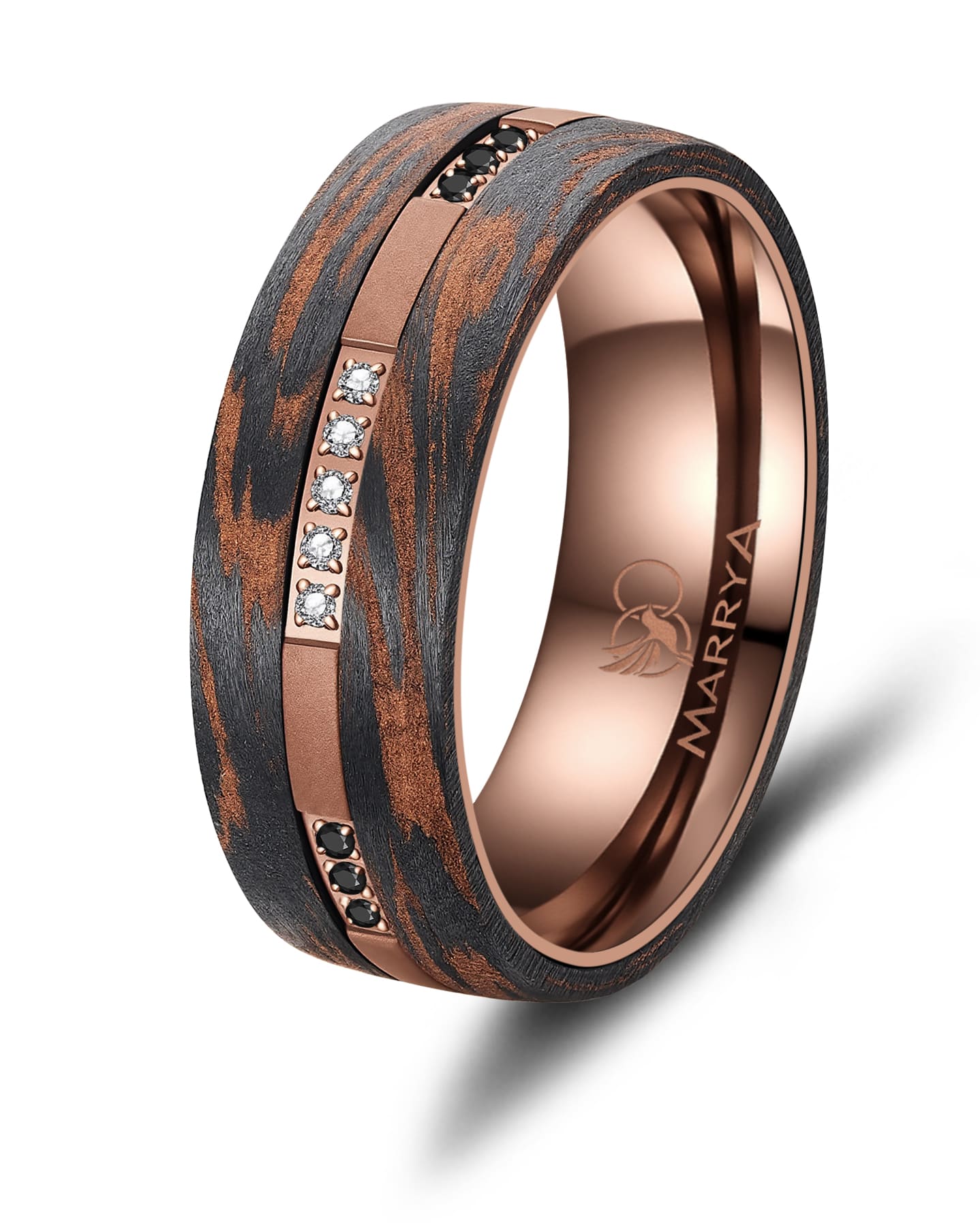 Partnerringe aus Edelstahl mit Carbon-Bronze-Partikel