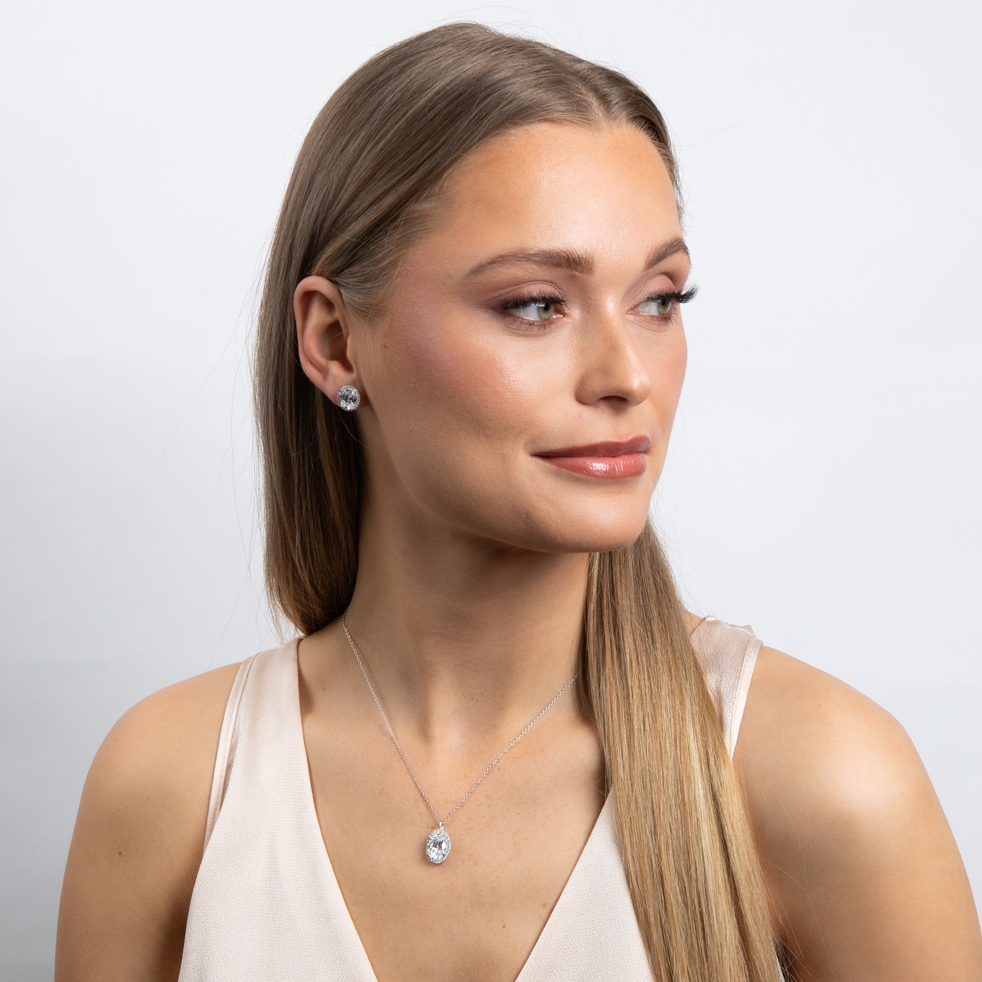 Ovaler Halo-Anhänger aus Silber 925