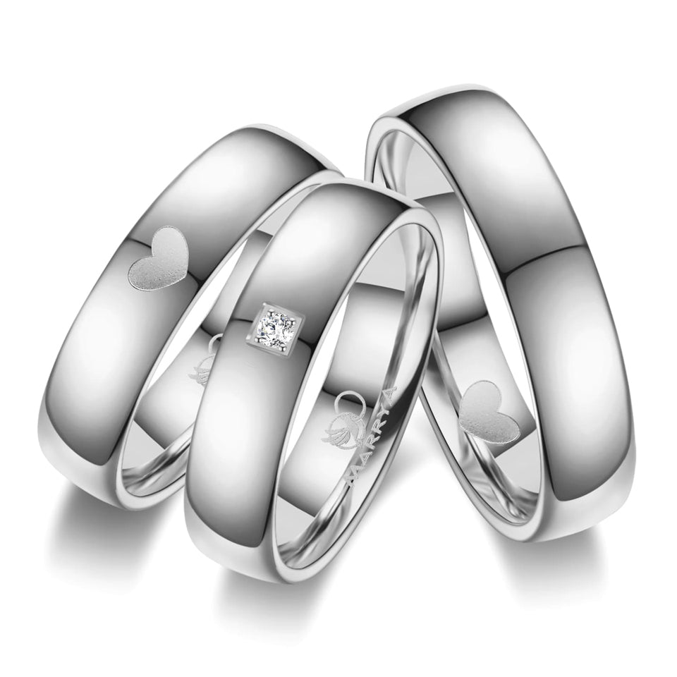Partnerringe Edelstahl mit Damenring in 2 Tragevarianten