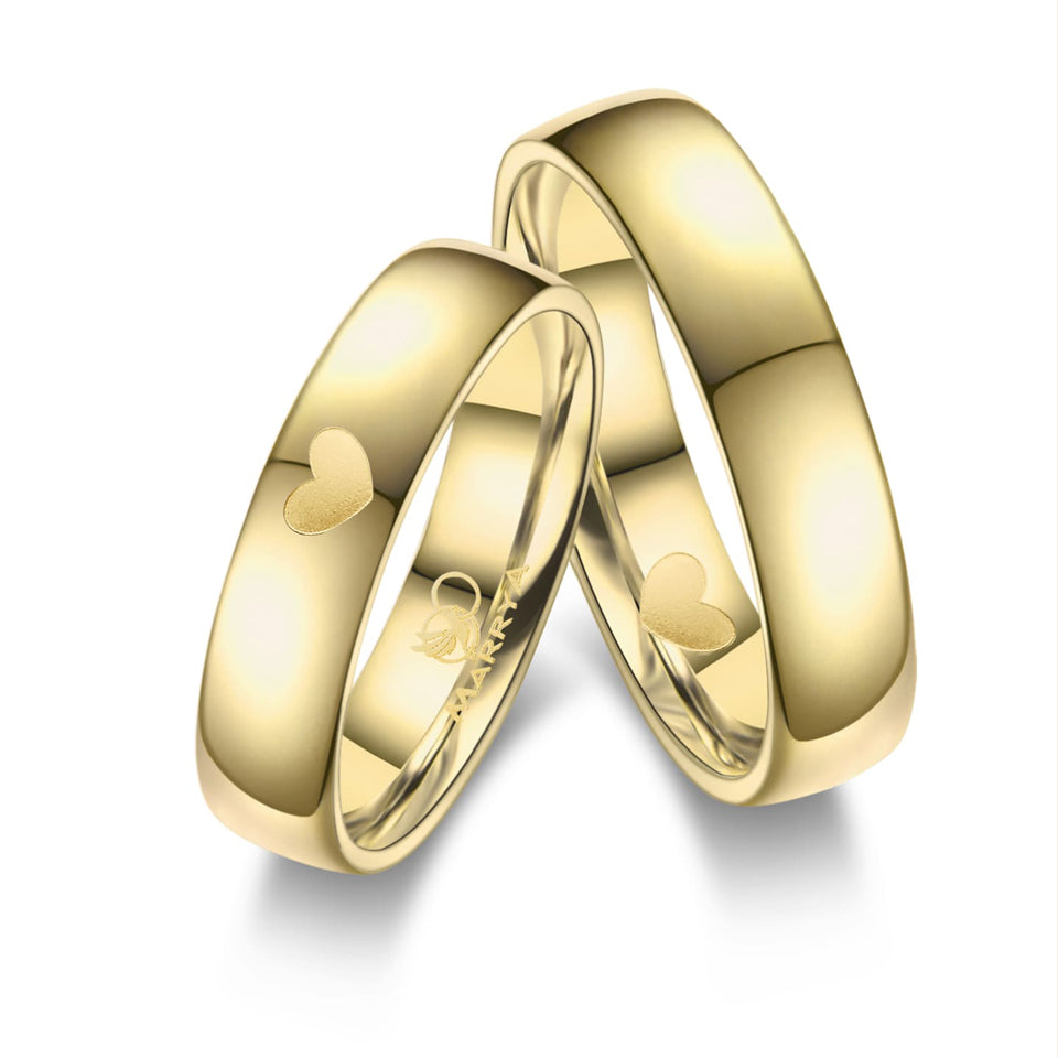 Partnerringe Edelstahl mit Damenring in 2 Tragevarianten Gelbgold