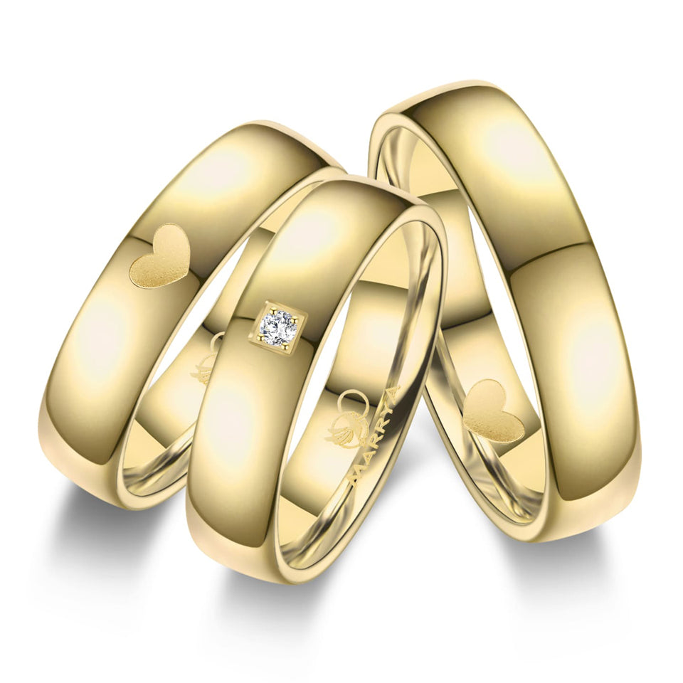 Partnerringe Edelstahl mit Damenring in 2 Tragevarianten Gelbgold