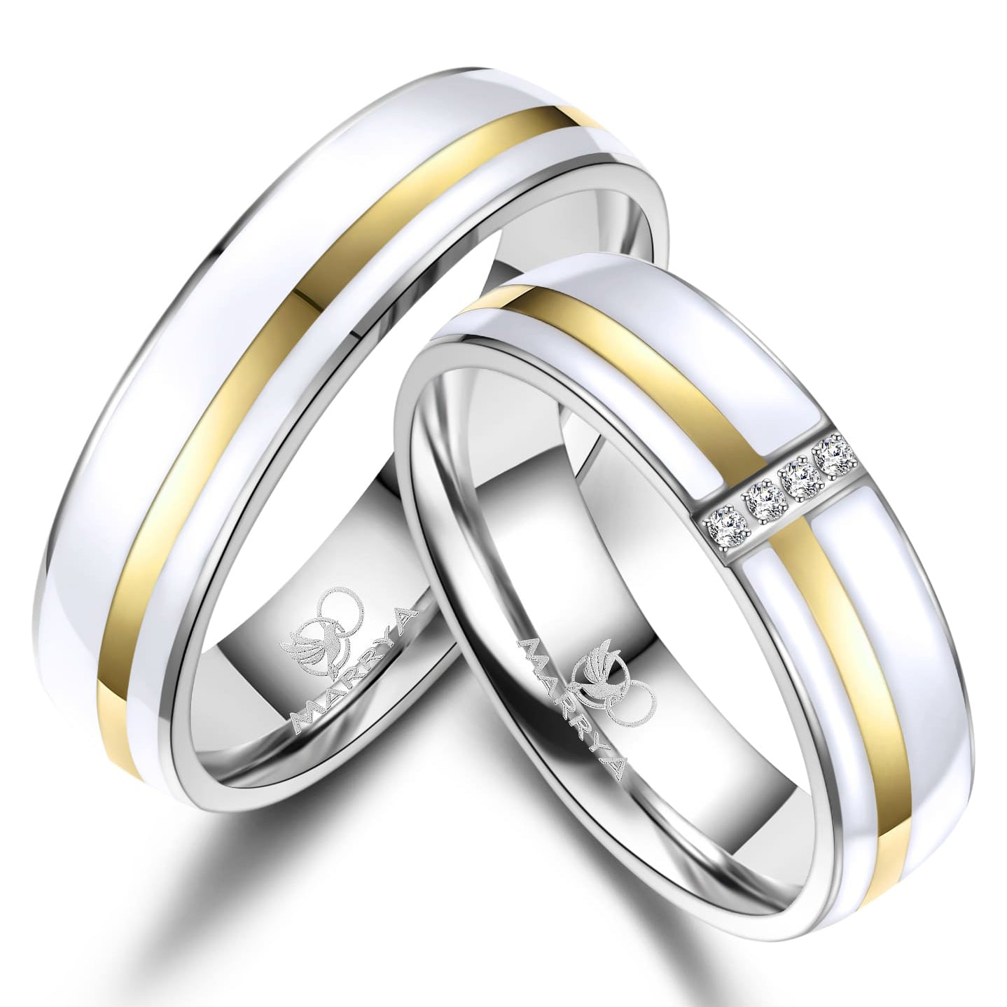 Partnerringe Edelstahl mit Gelbgold