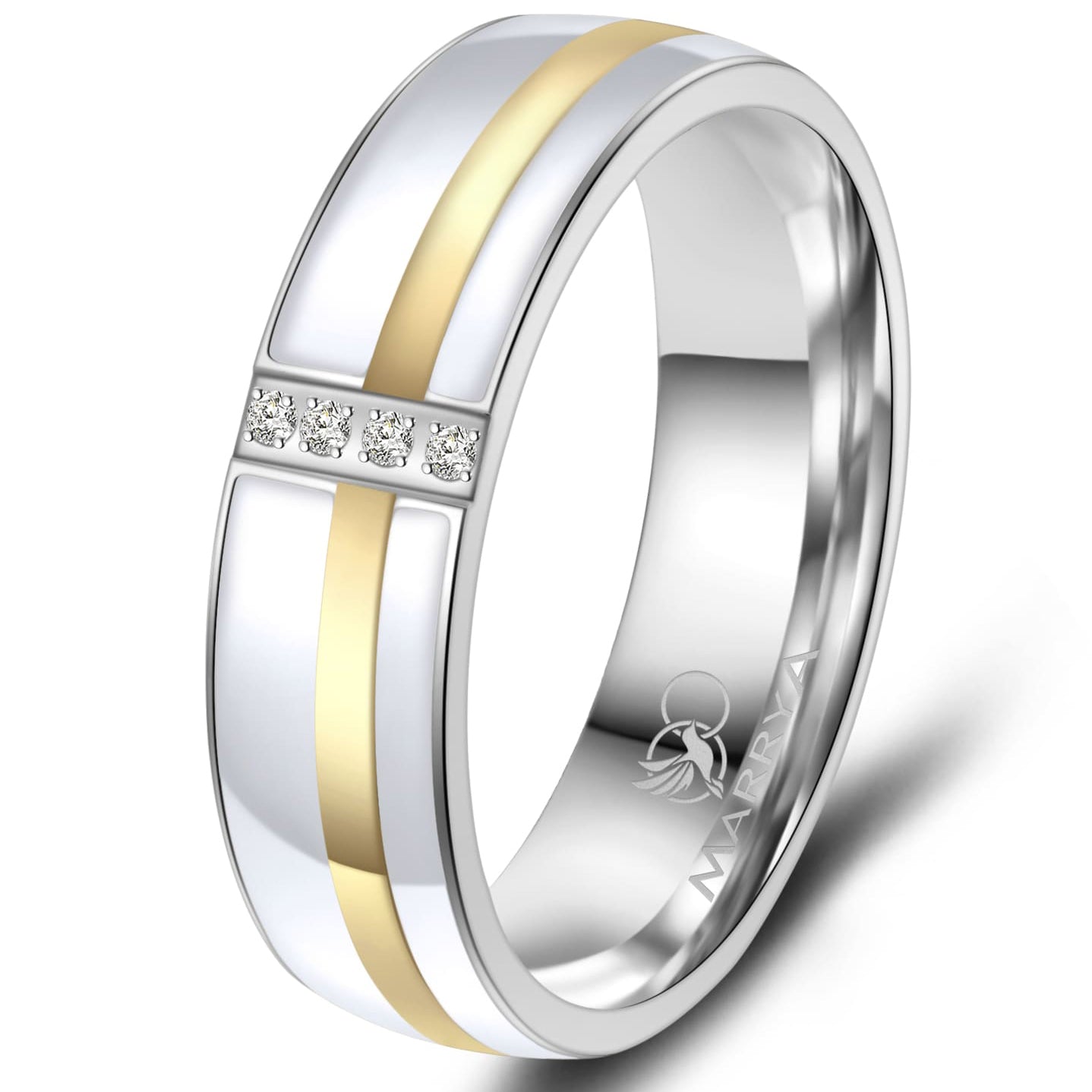 Partnerringe Edelstahl mit Gelbgold