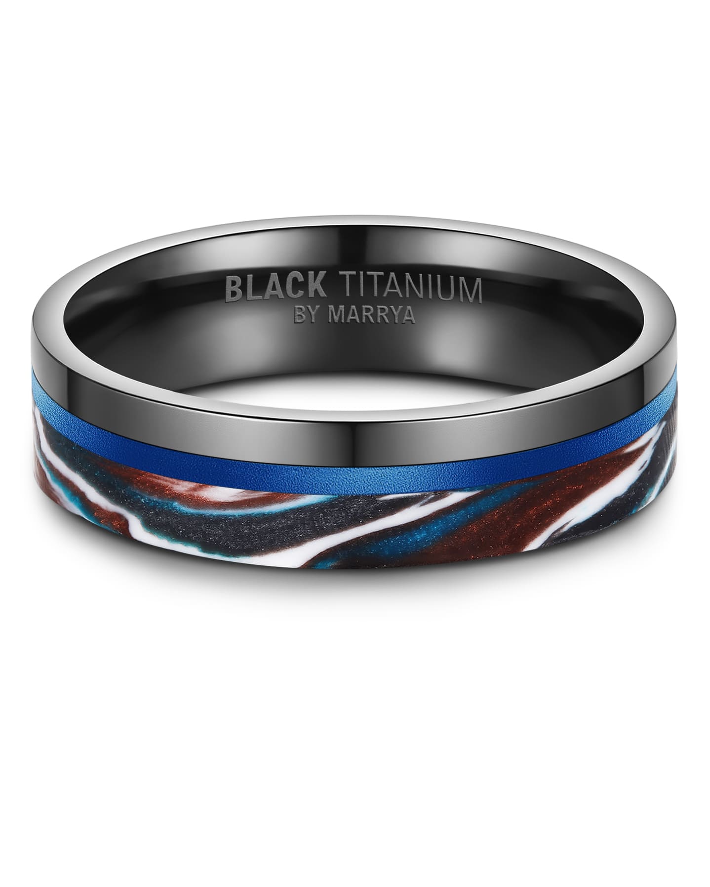 Partnerringe Black Titanium mit blauem Harzguss