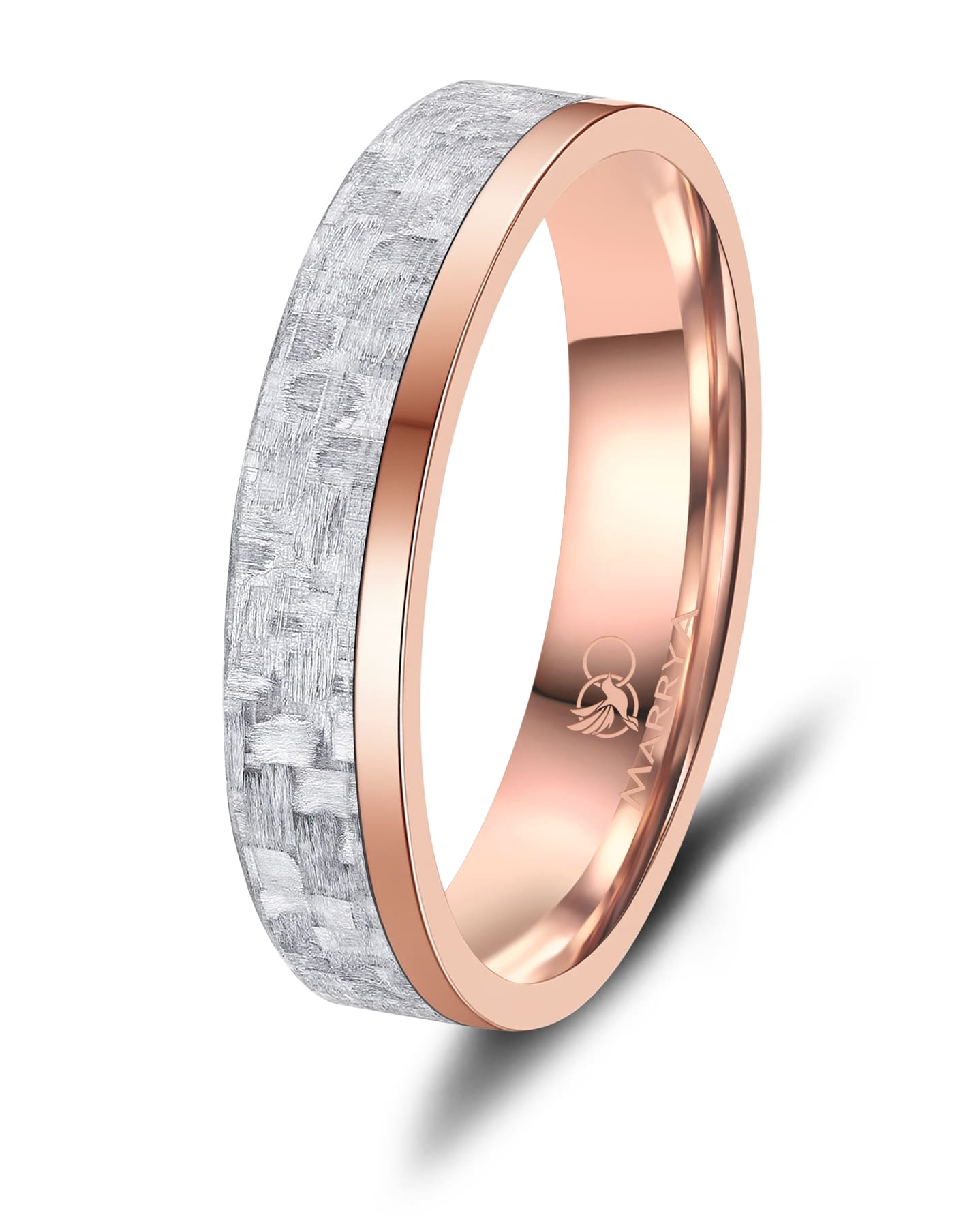 Partnerringe aus weißem Carbon mit Roségold