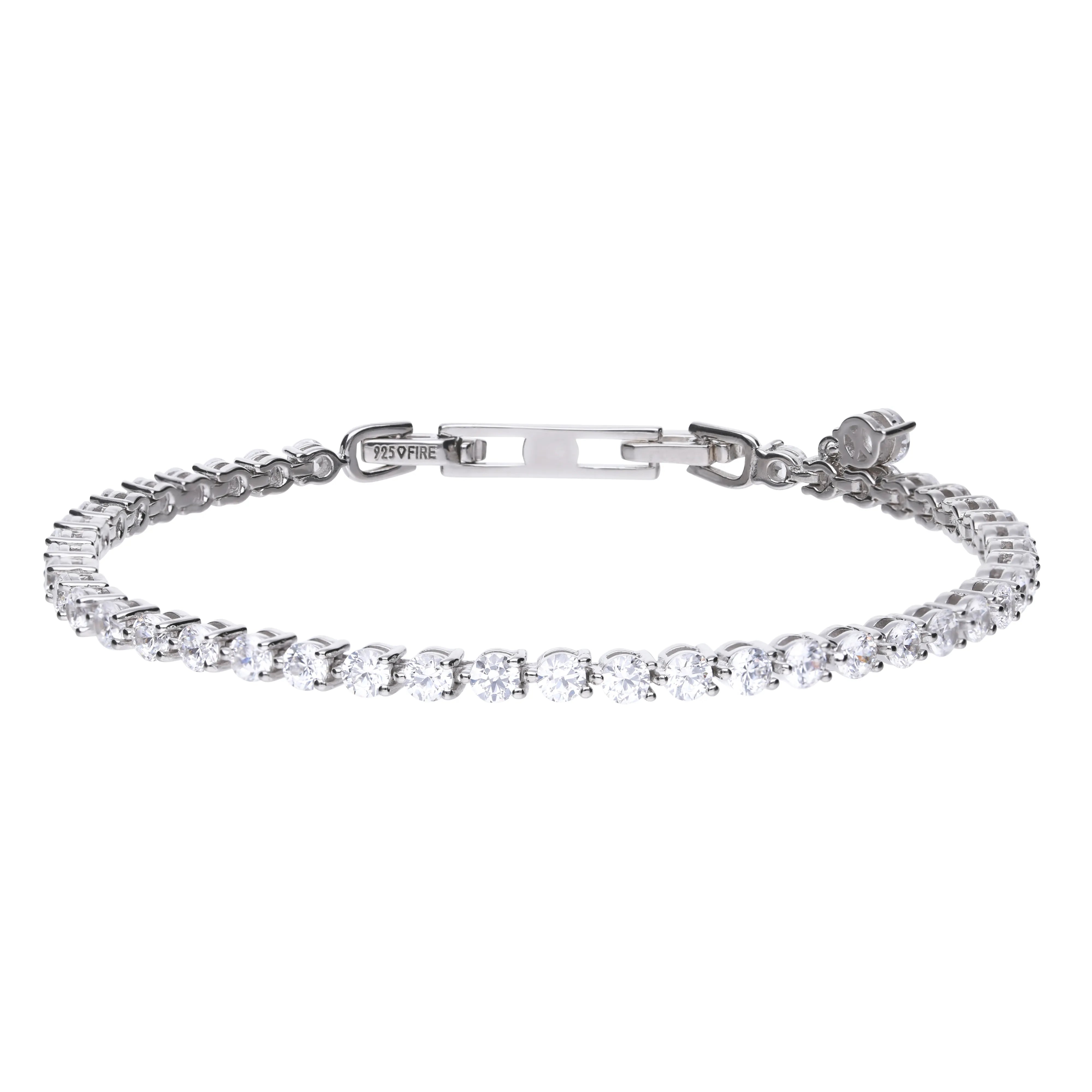 Tennis-Armband Silber mit weißem Zirkonia als Anhänger
