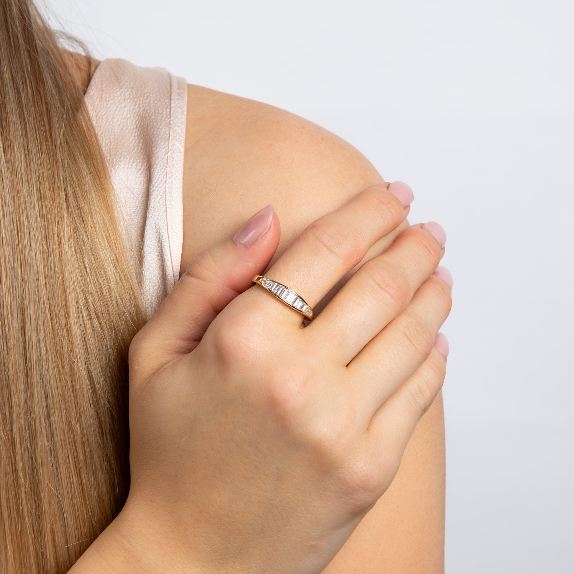 Klassischer Ring Gelbgold mit weißen Zirkonia