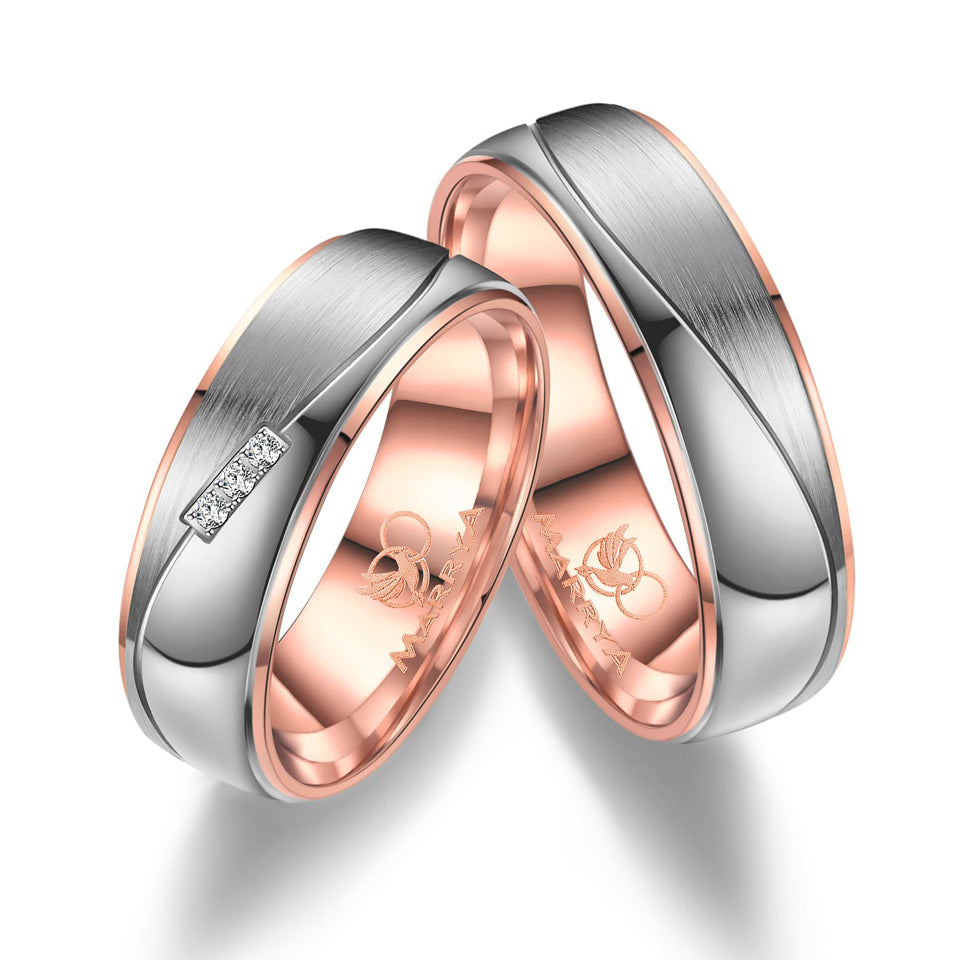 Partnerringe Titan mit Roségold
