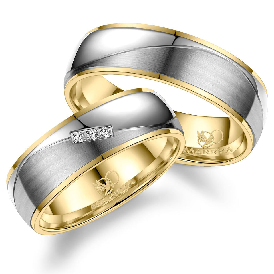 Partnerringe Titan mit Gelbgold