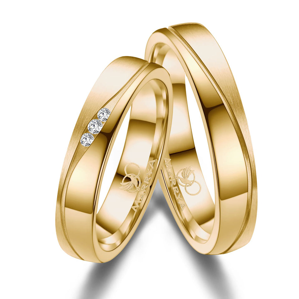 Partnerringe Titan mit Gelbgold