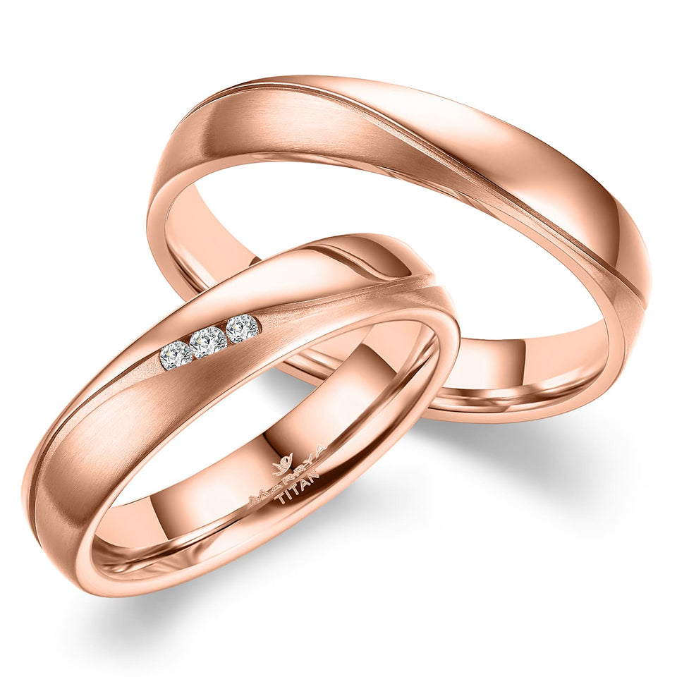 Partnerringe Titan mit Roségold