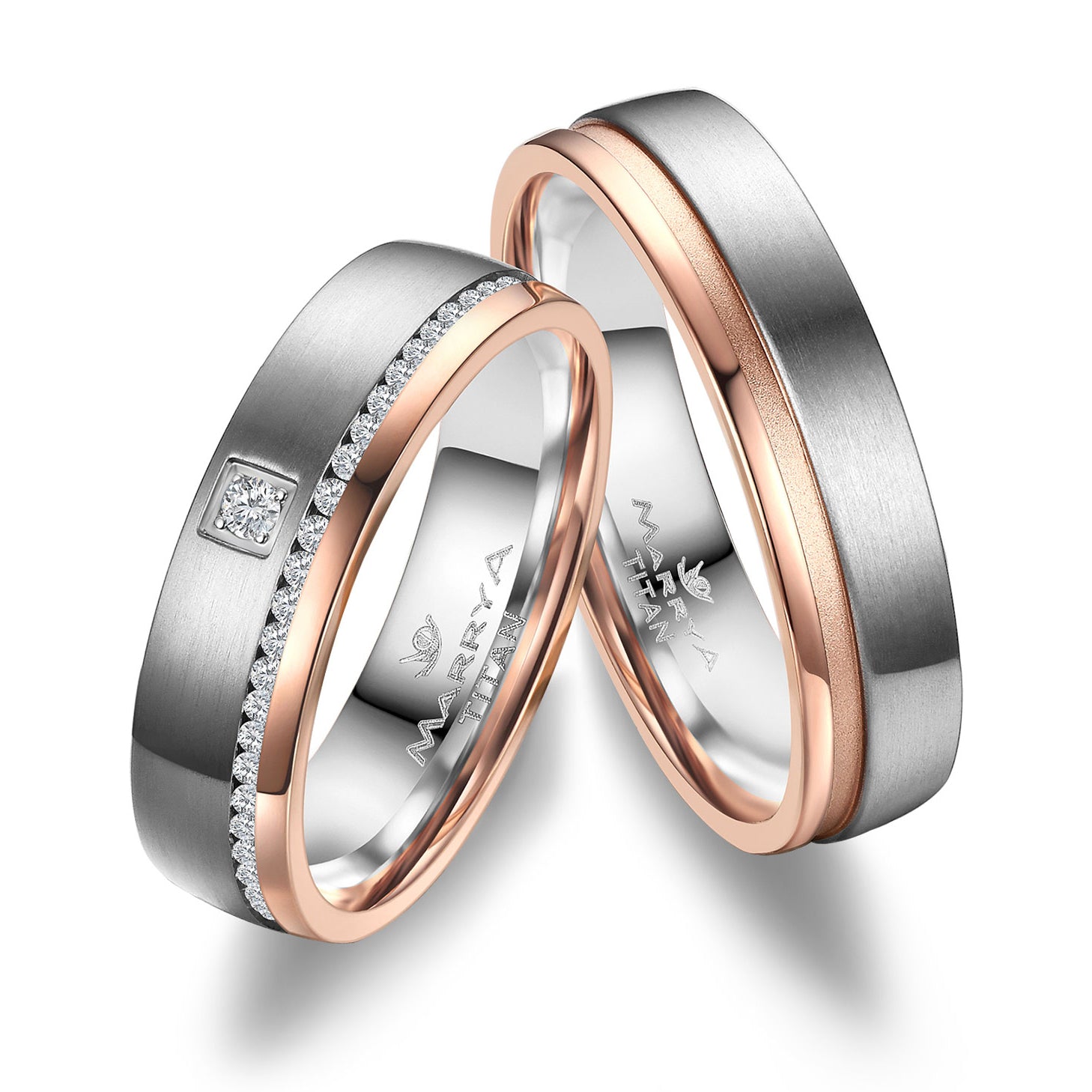 Partnerringe Titan mit 585er Roségold