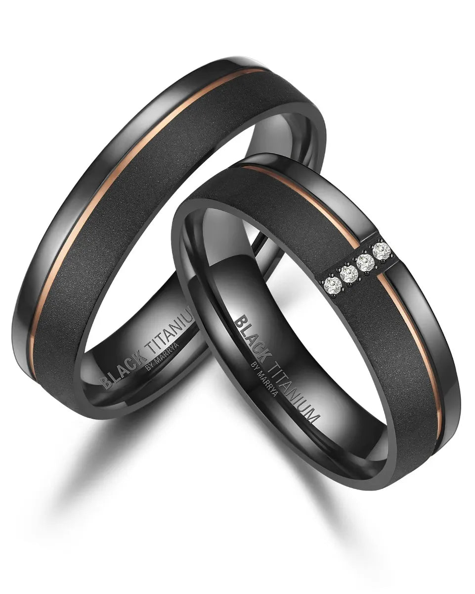 Partnerringe Black Titanium mit Roségold