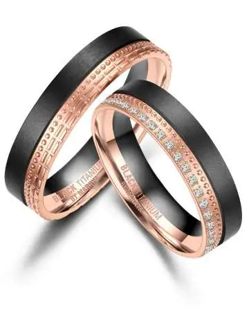 Partnerringe Black Titanium mit Roségold