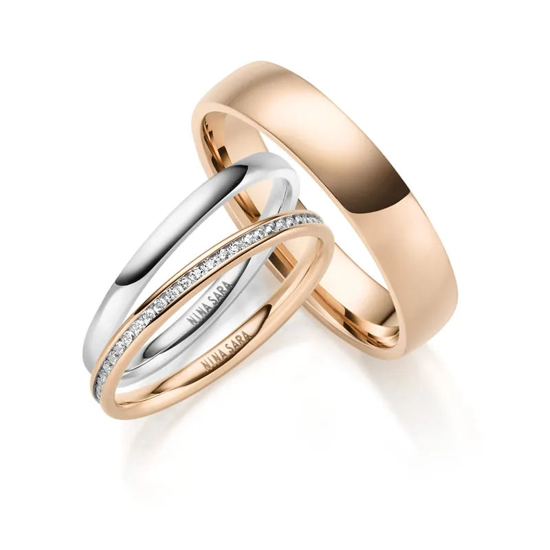 Edelstahlring mit zwei Beisteckringe Roségold