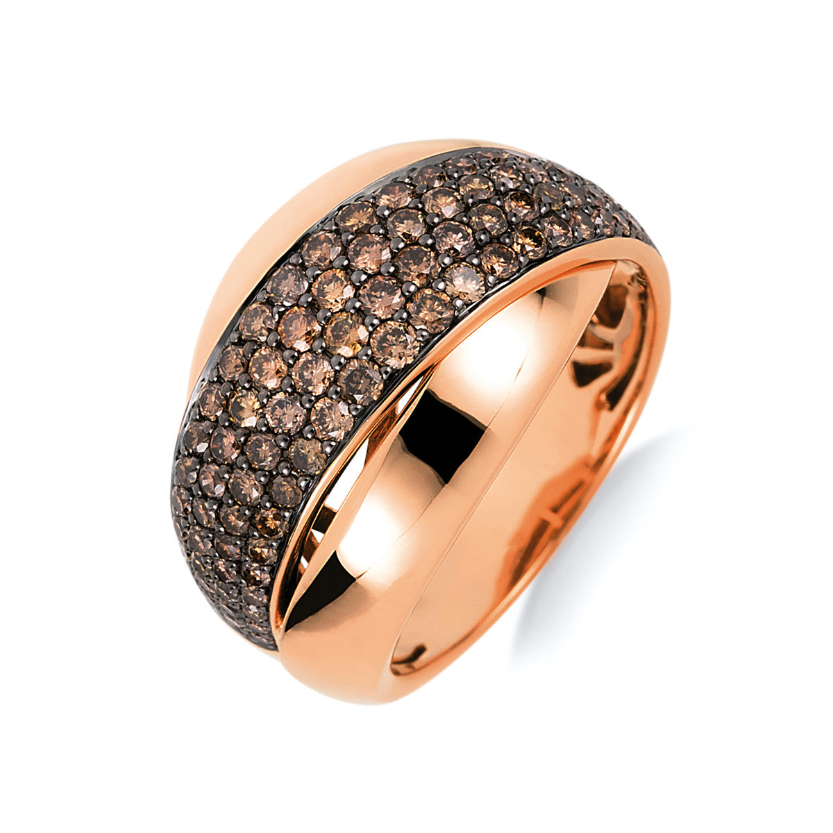 Ring Zarge 18 kt RG, teils schwarz rhodiniert