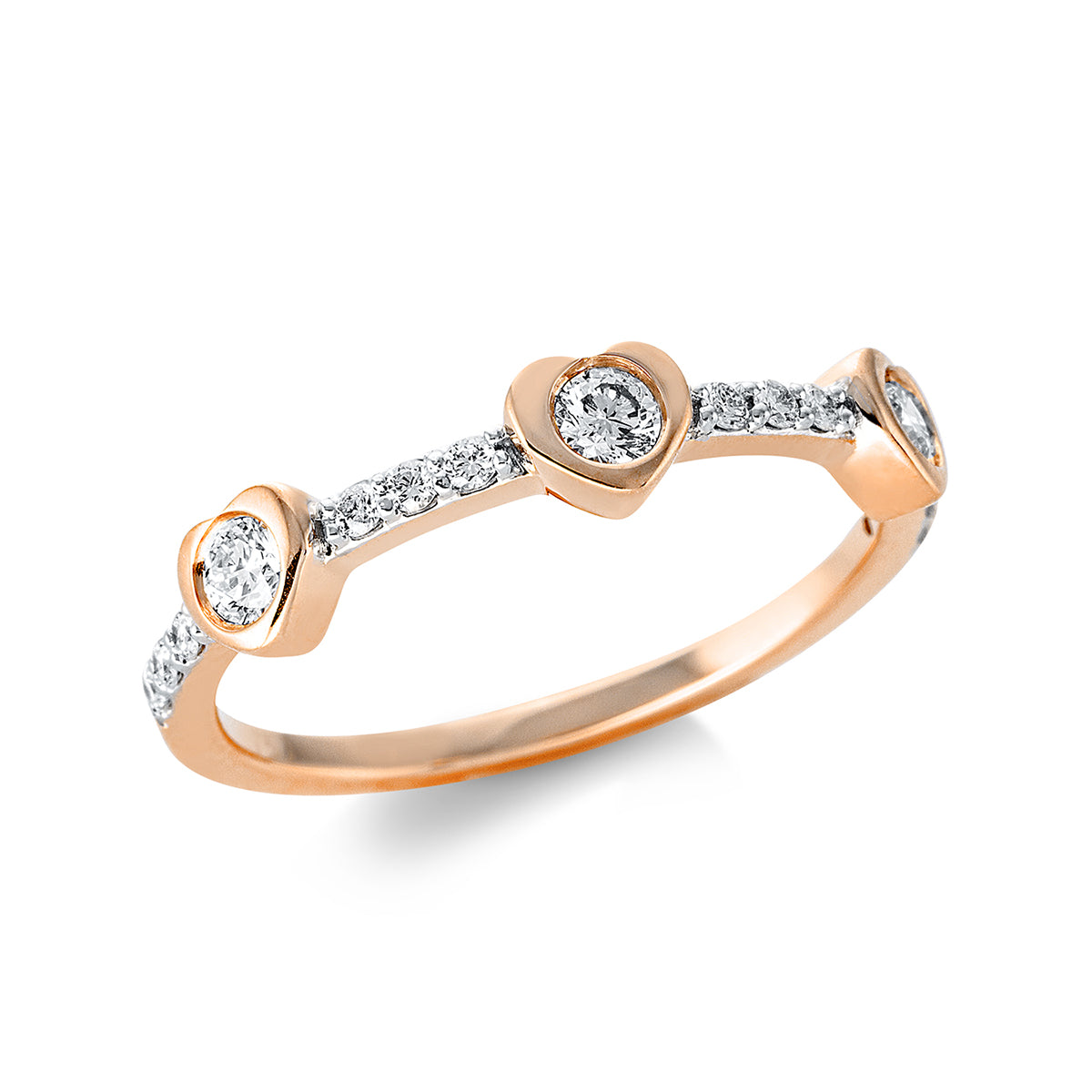 Ring 18 kt RG, Fassung rhodiniert