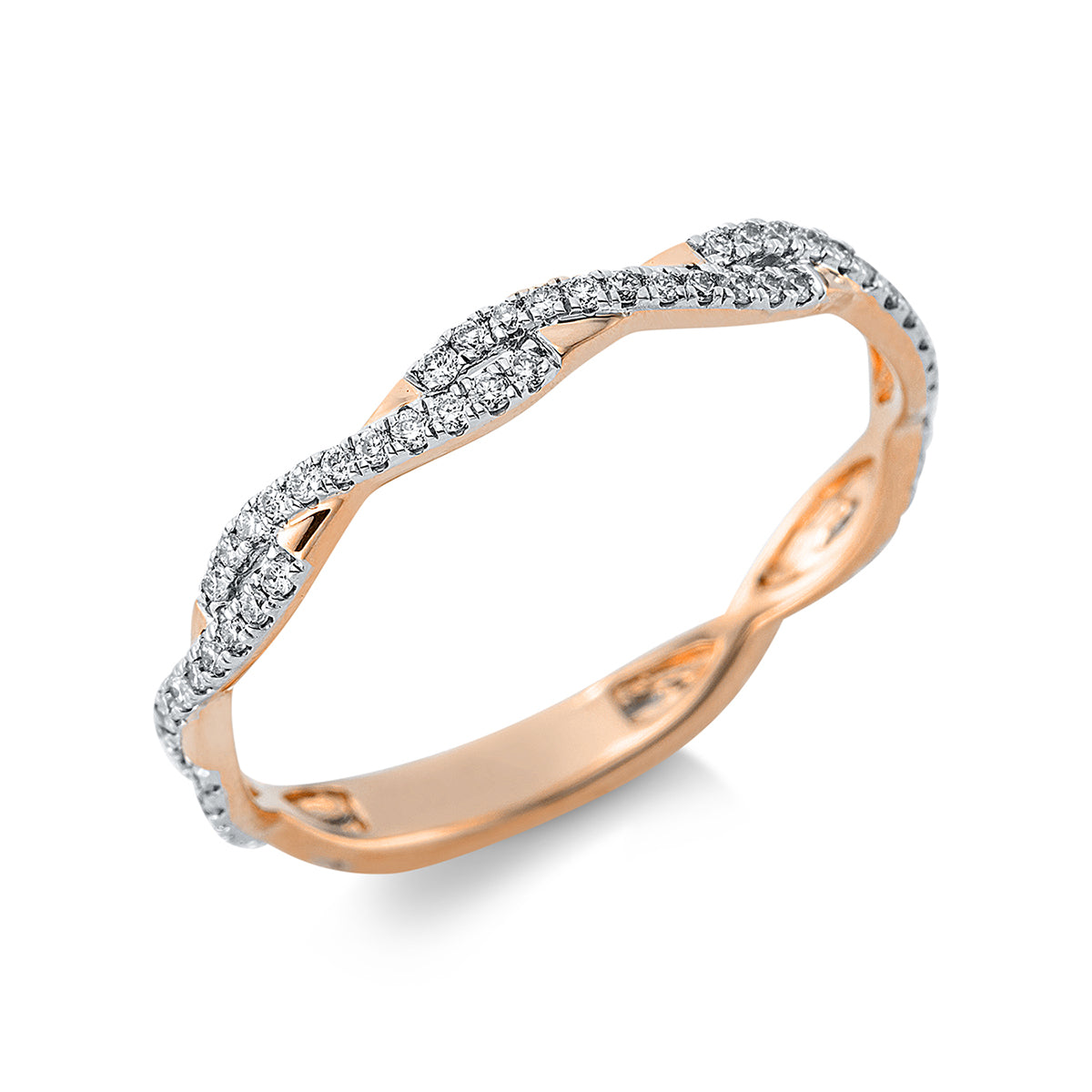 Ring 18 kt RG, Fassung rhodiniert
