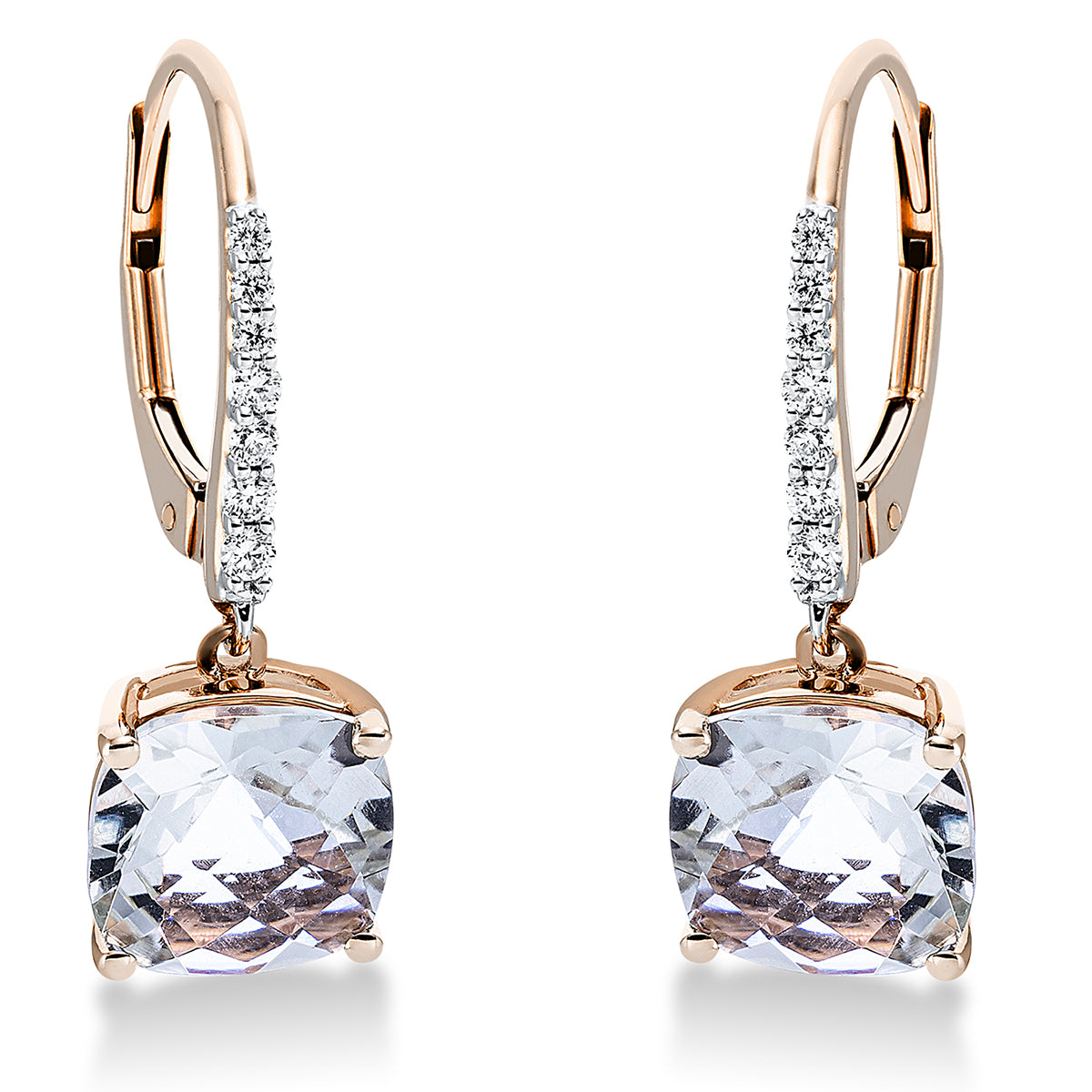 Ohrschmuck 4er-Krappe 18 kt RG, Fassung rhodiniert