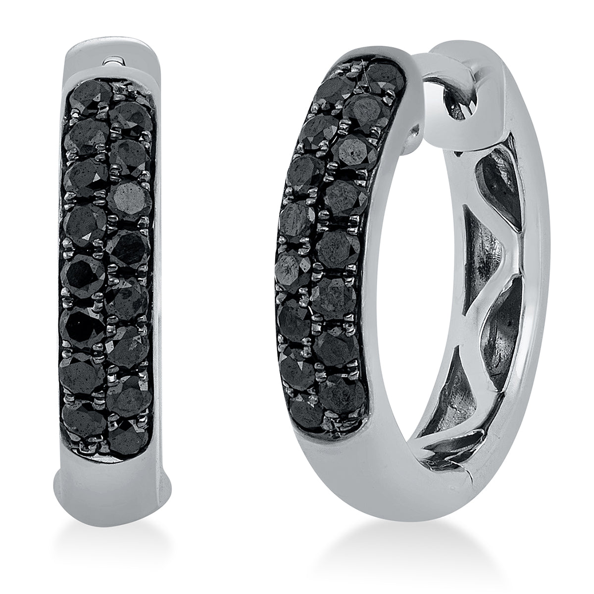 Creolen 18 kt WG, Fassung schwarz rhodiniert