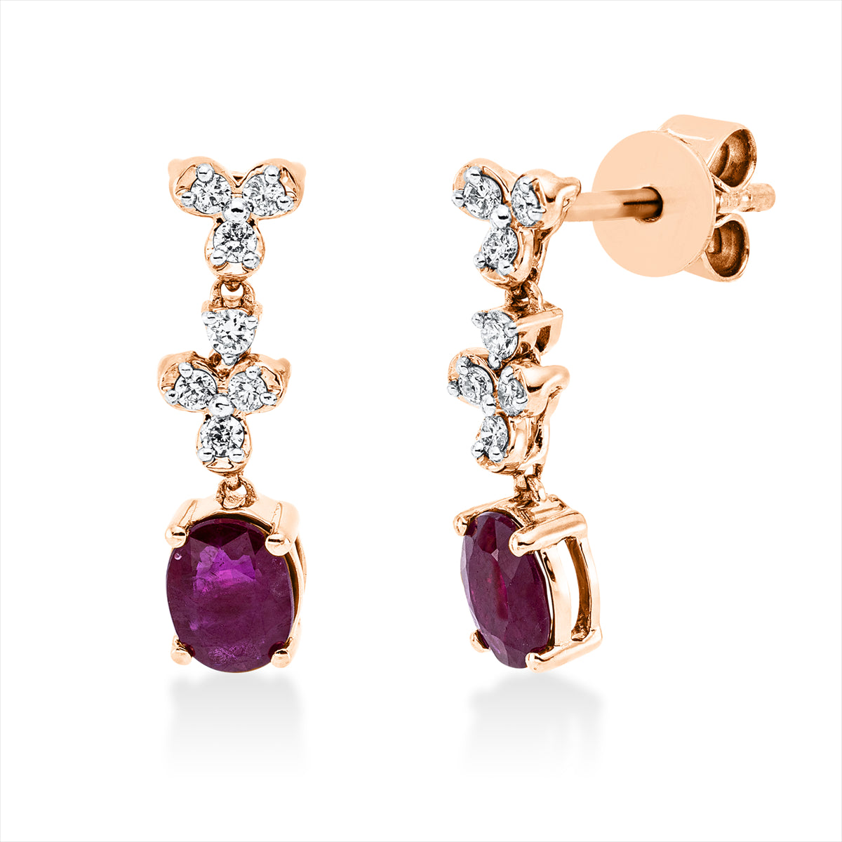 Ohrschmuck 18 kt RG, Fassung rhodiniert