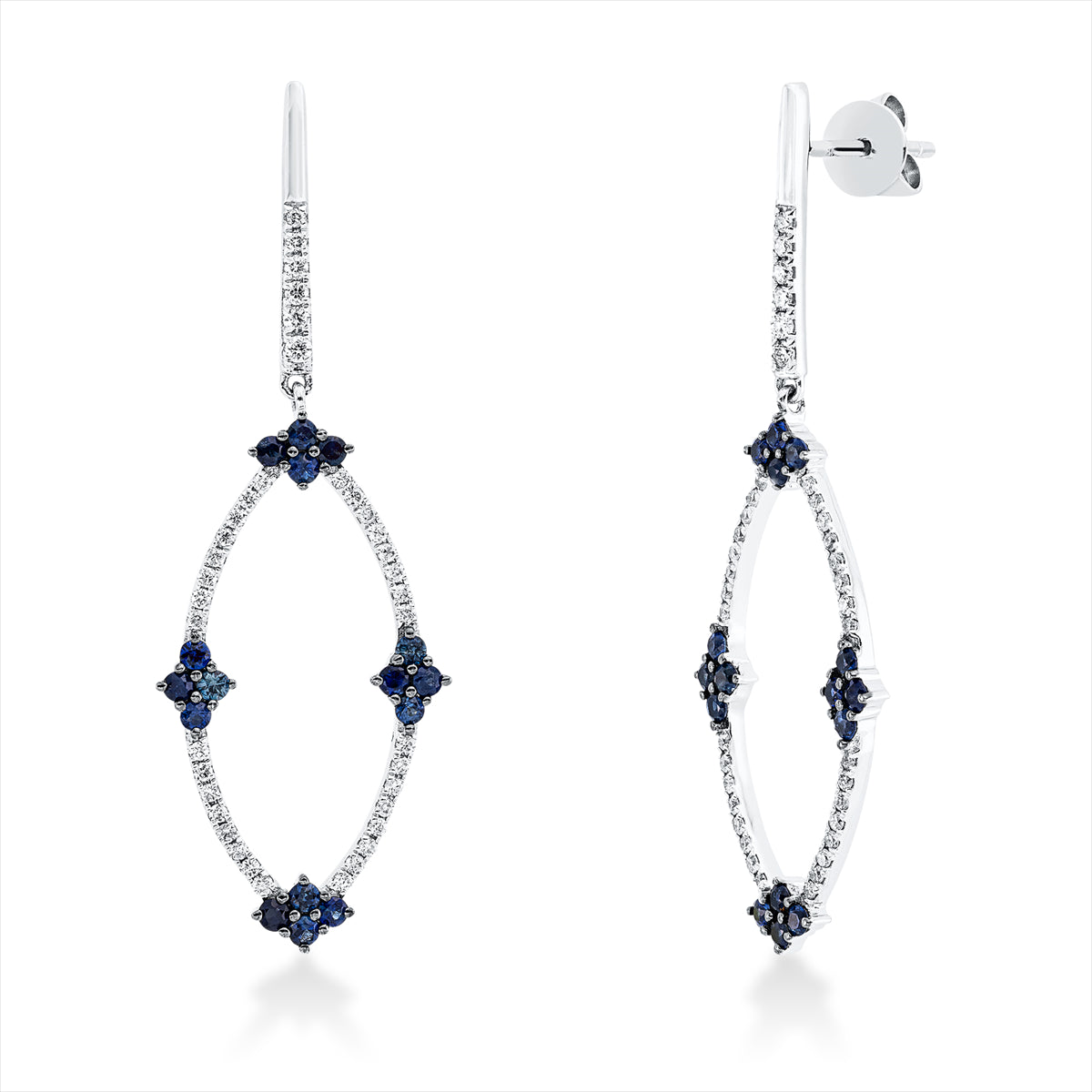 Ohrschmuck 18 kt WG, Fassung teils schwarz rhodinie