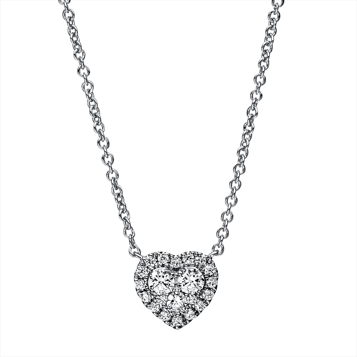Collier 18 kt WG Herz, mit ZÖ 40 cm