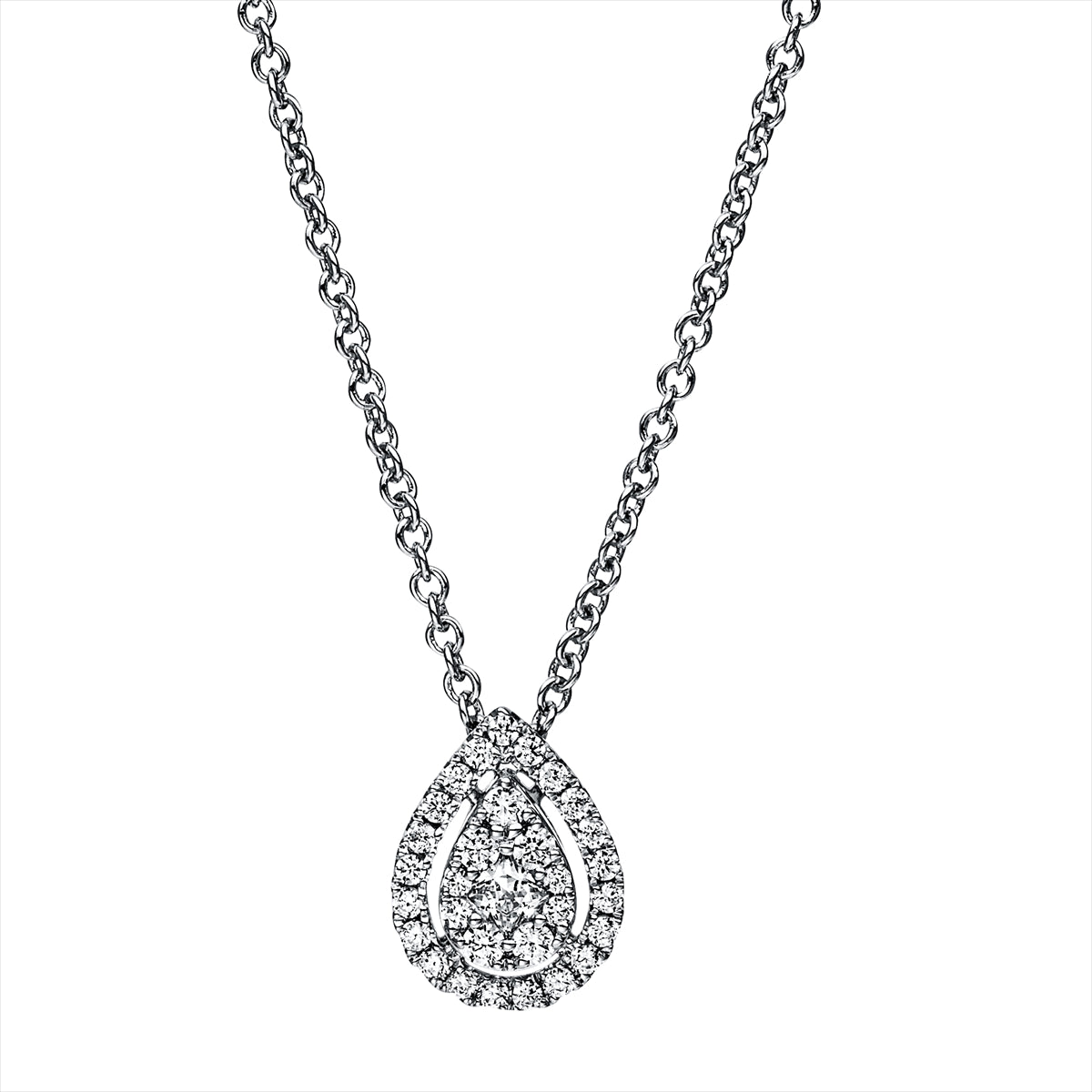 Collier 18 kt WG Tropfen, mit ZÖ 40 cm