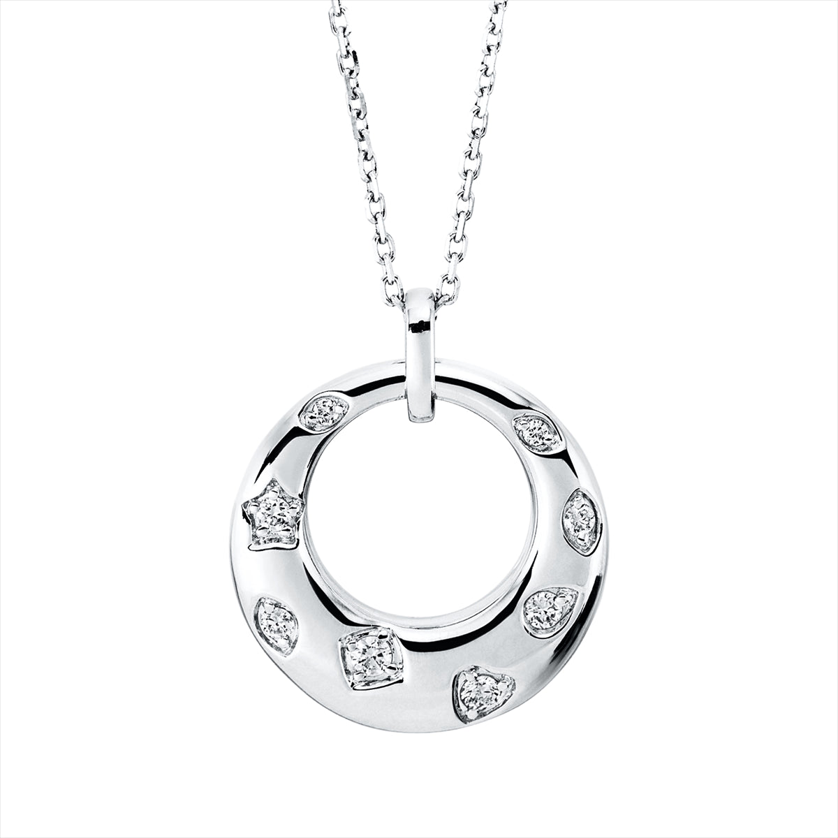 Collier 18 kt WG, mit ZÖ 40 cm + 43 cm