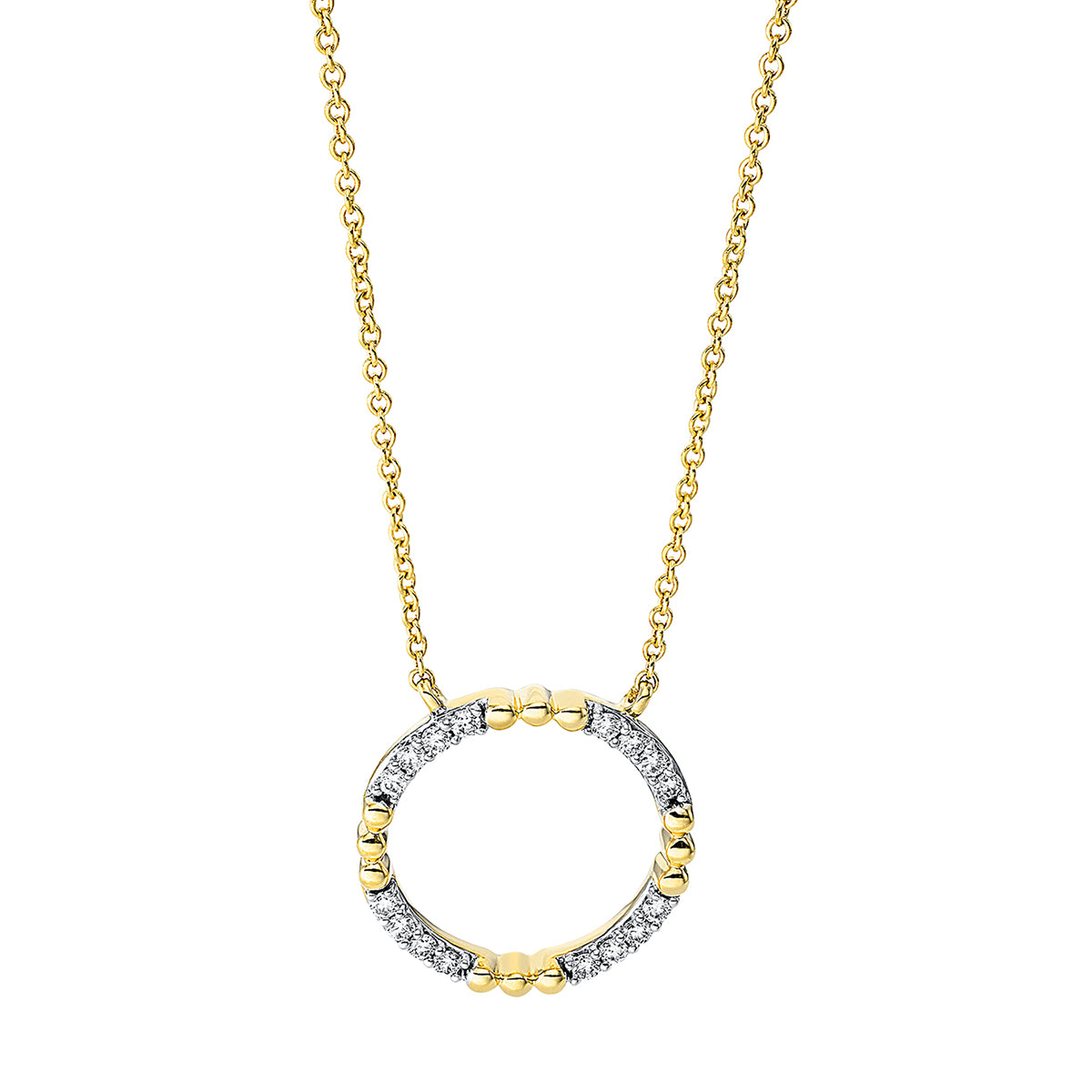 Collier 18 kt GG Kreis, Fassung rhodiniert, loop 40 cm