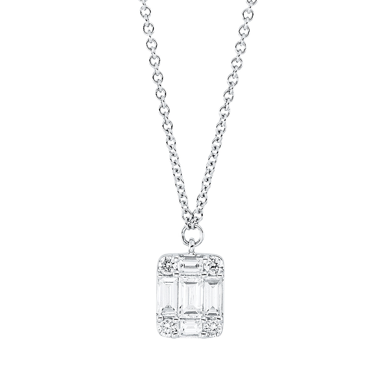 Collier 4er-Krappe 18 kt WG, mit ZÖ 40 cm + 43 cm
