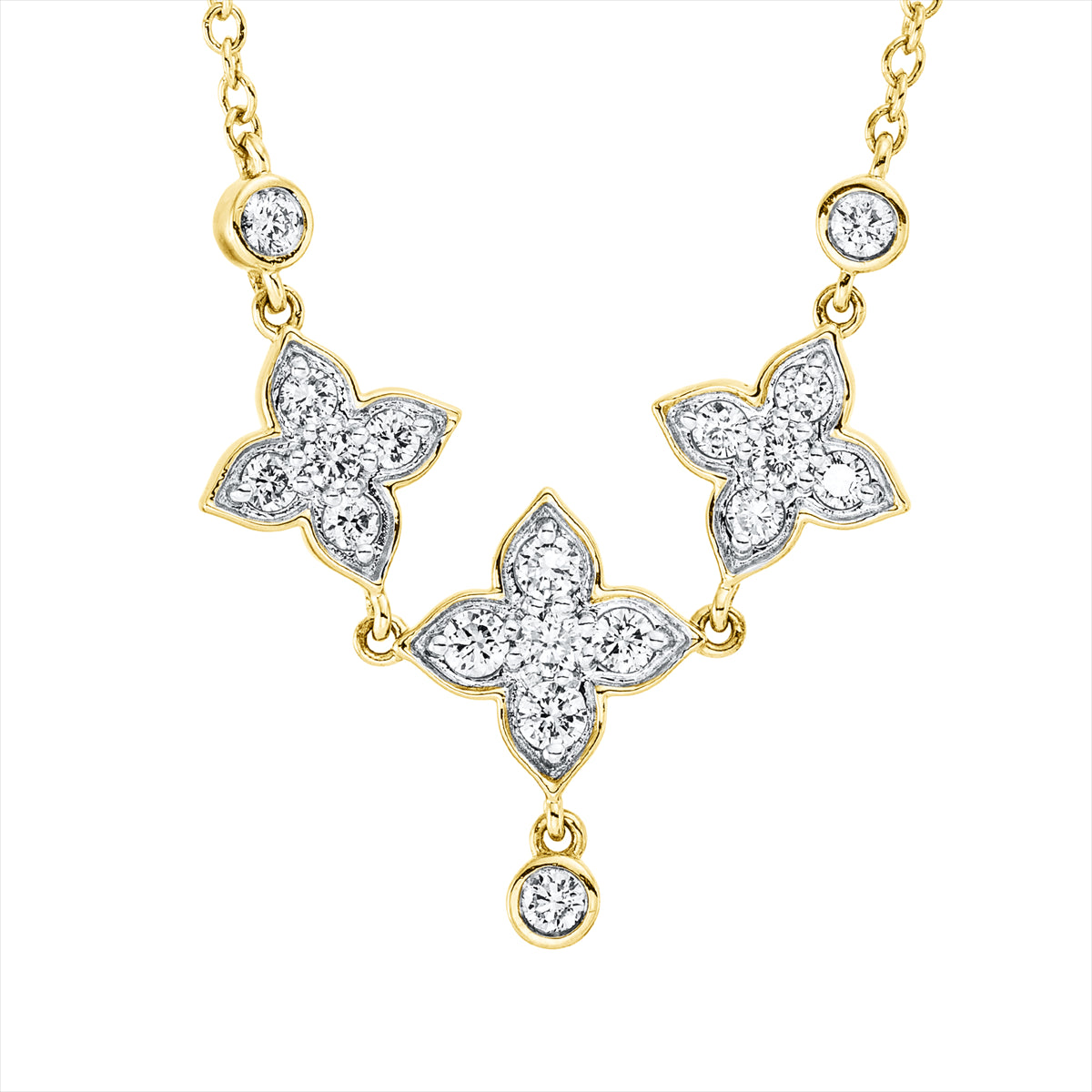 Collier 18 kt GG mit ZÖ 42 cm, Fassung rhodiniert