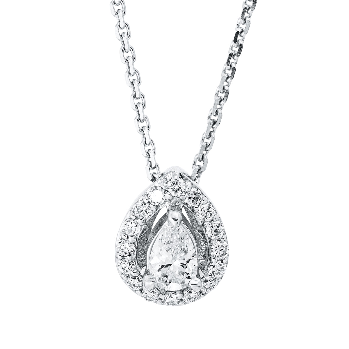 Collier 18 kt WG Tropfen, mit ZÖ 42 cm
