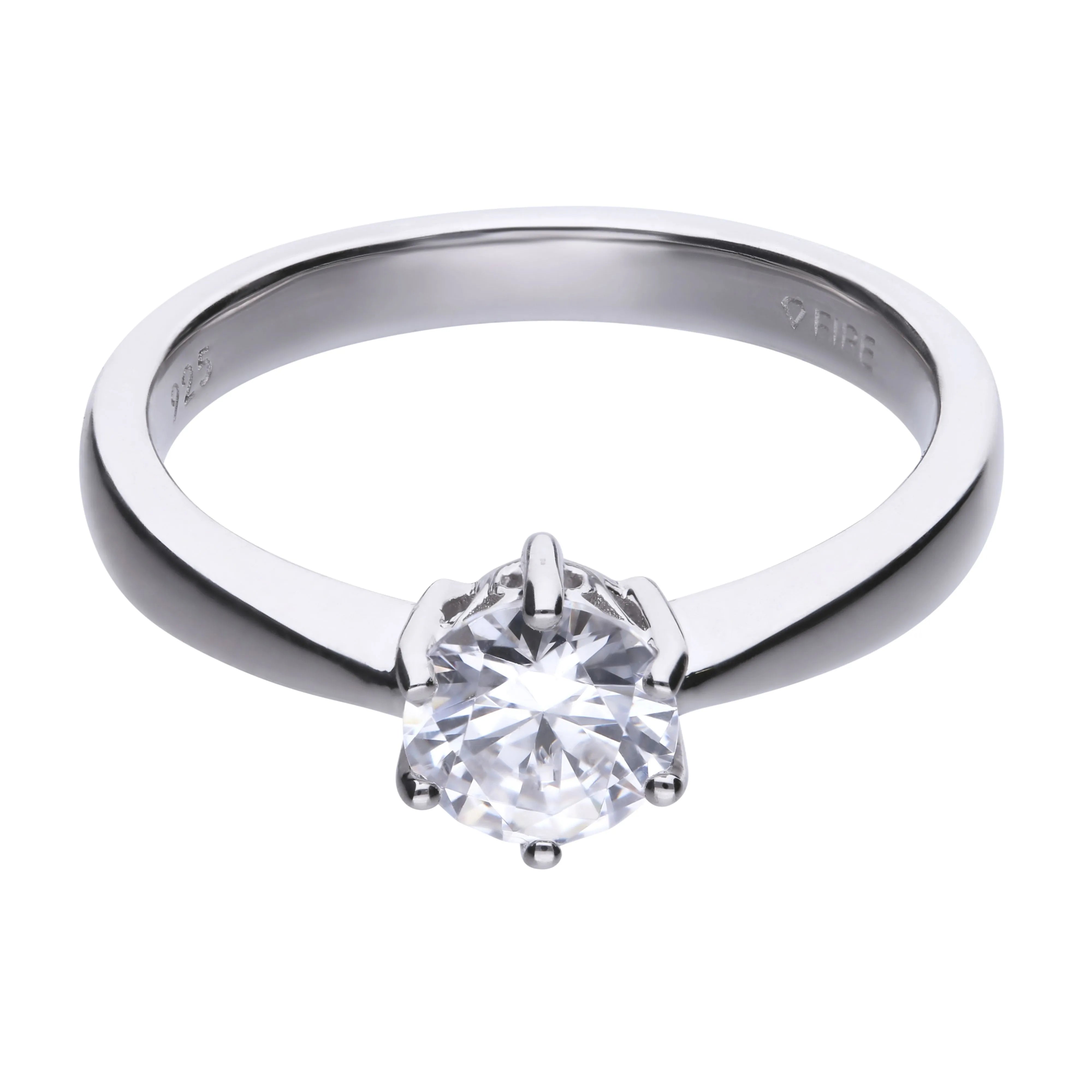 Verlobungsring Silber 925 mit 6,25mm Zirkonia