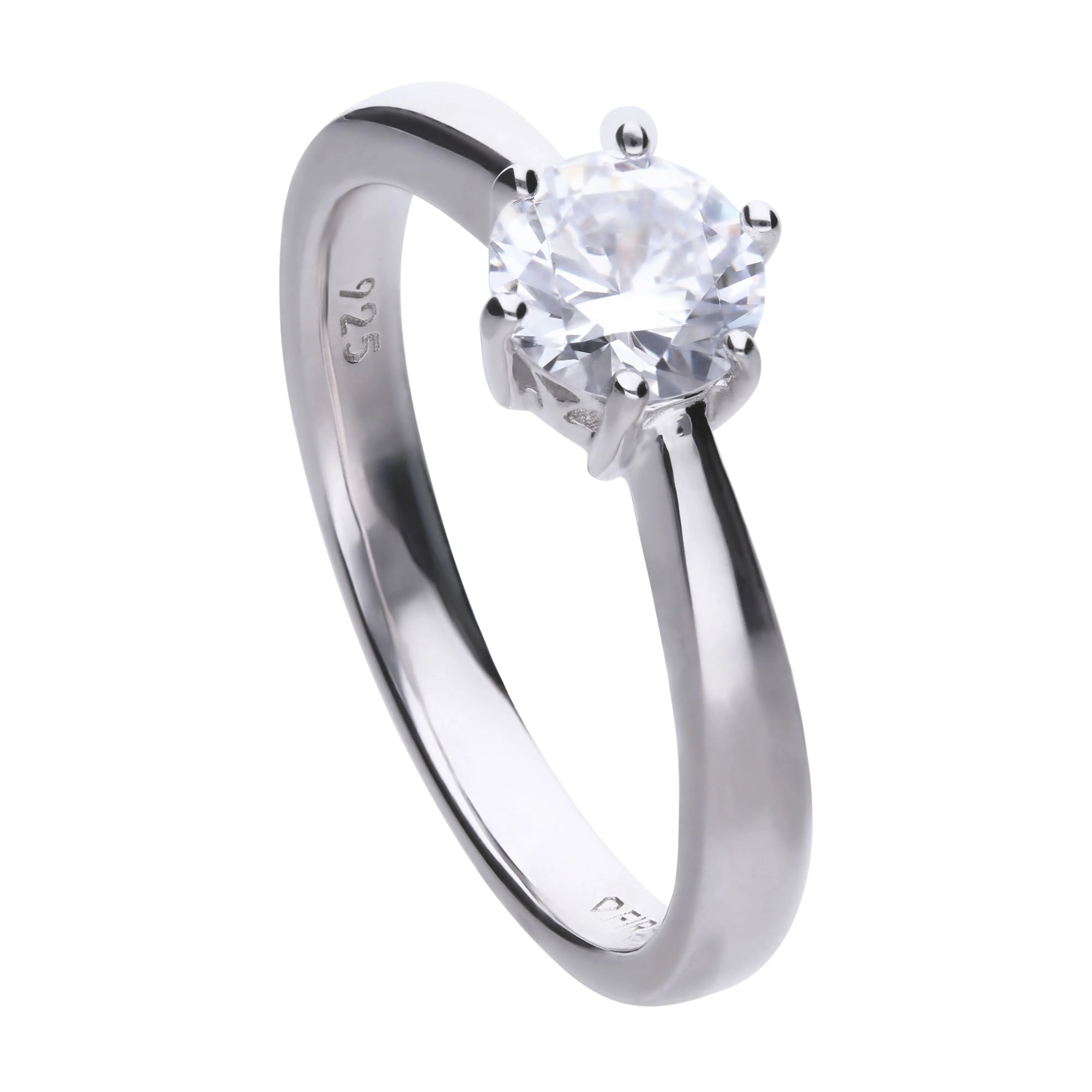 Verlobungsring Silber 925 mit 6,25mm Zirkonia